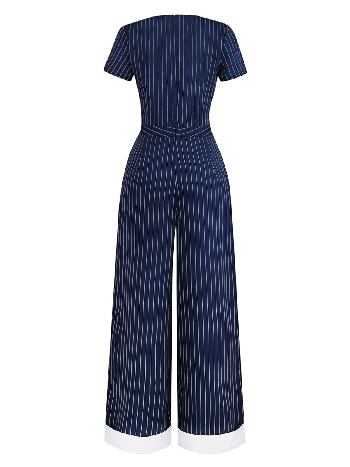 1930s Blue Striped Lapel Jumpsuit - Image 4