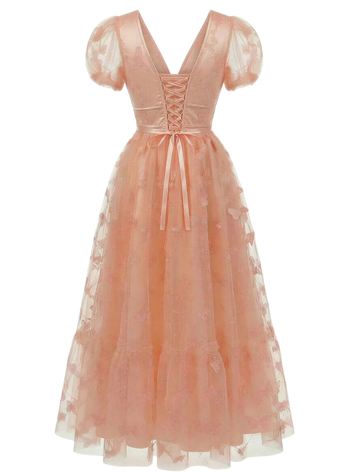 1930s Butterfly Floral Mesh Embroidered Maxi Dress - Image 2