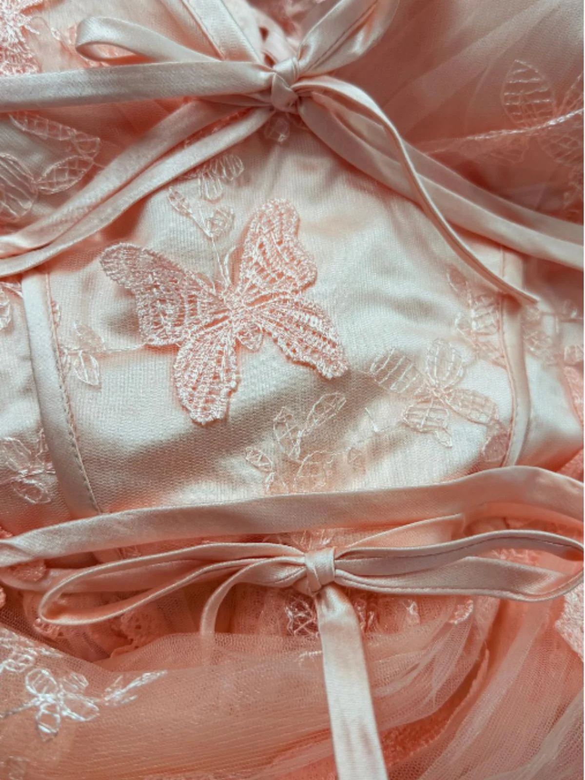 1930s Butterfly Floral Mesh Embroidered Maxi Dress - Image 4