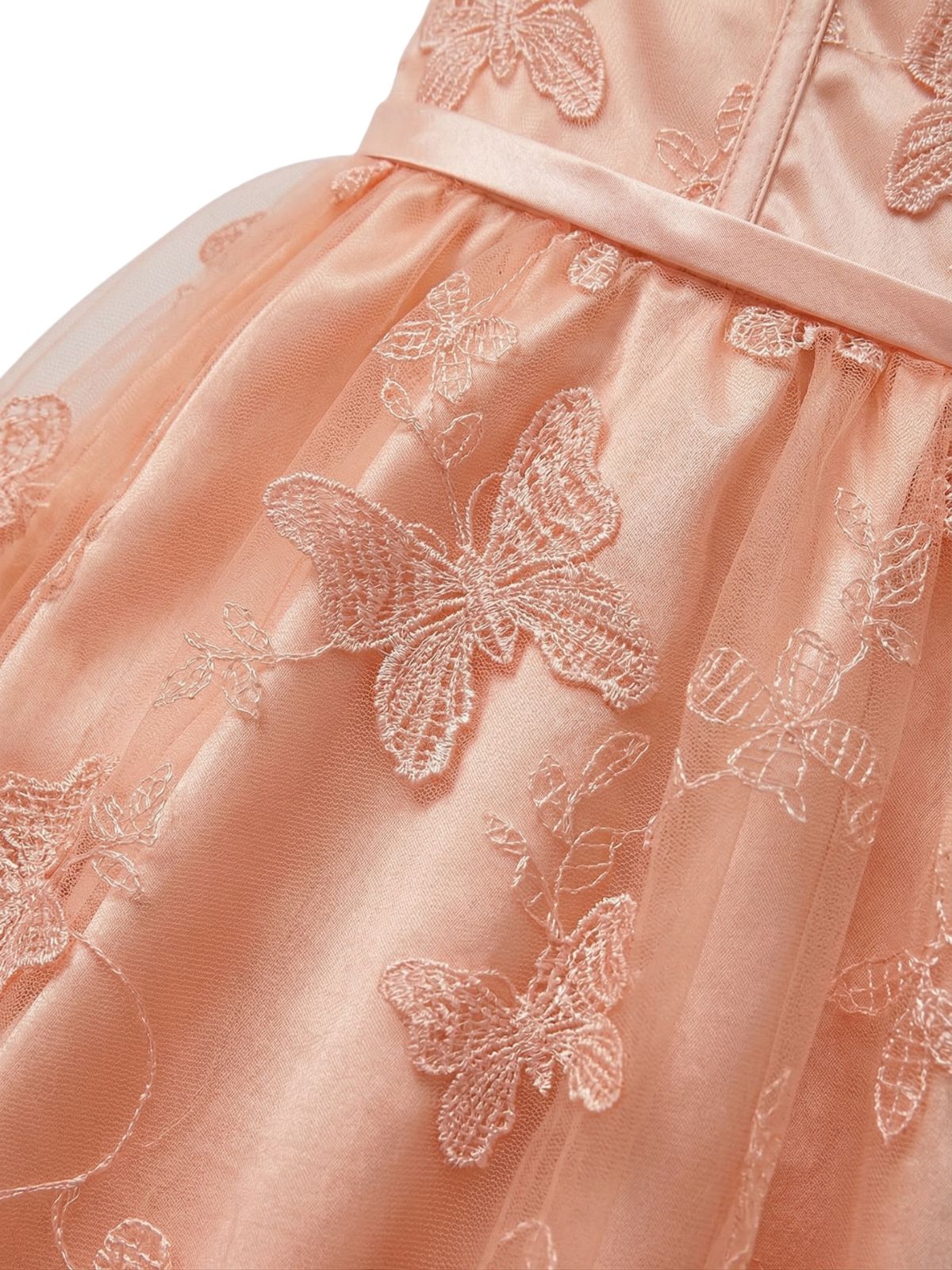 1930s Butterfly Floral Mesh Embroidered Maxi Dress - Image 6
