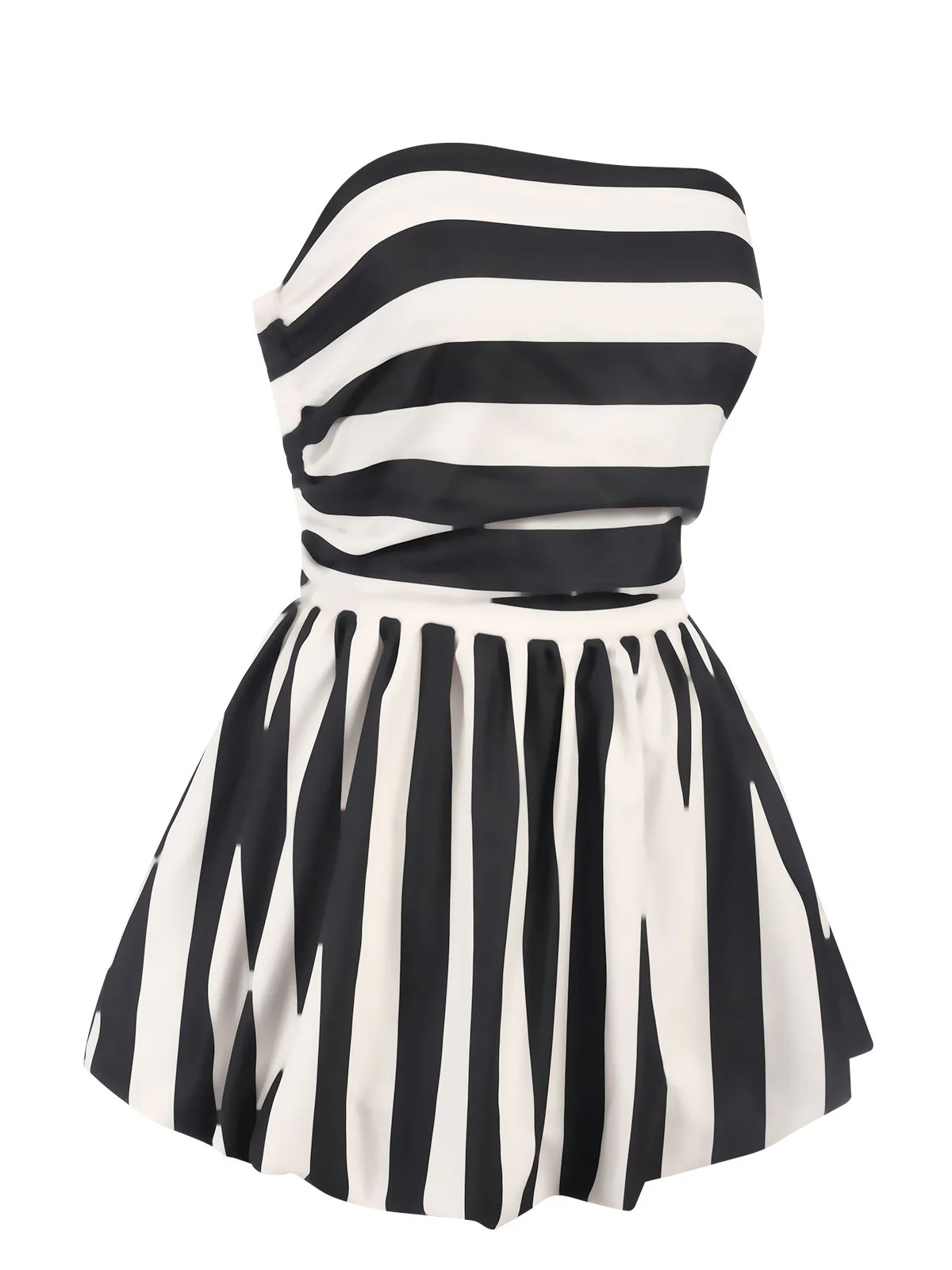 1930s Contrast Stripe Bandeau Pleated Puff Top - Image 2
