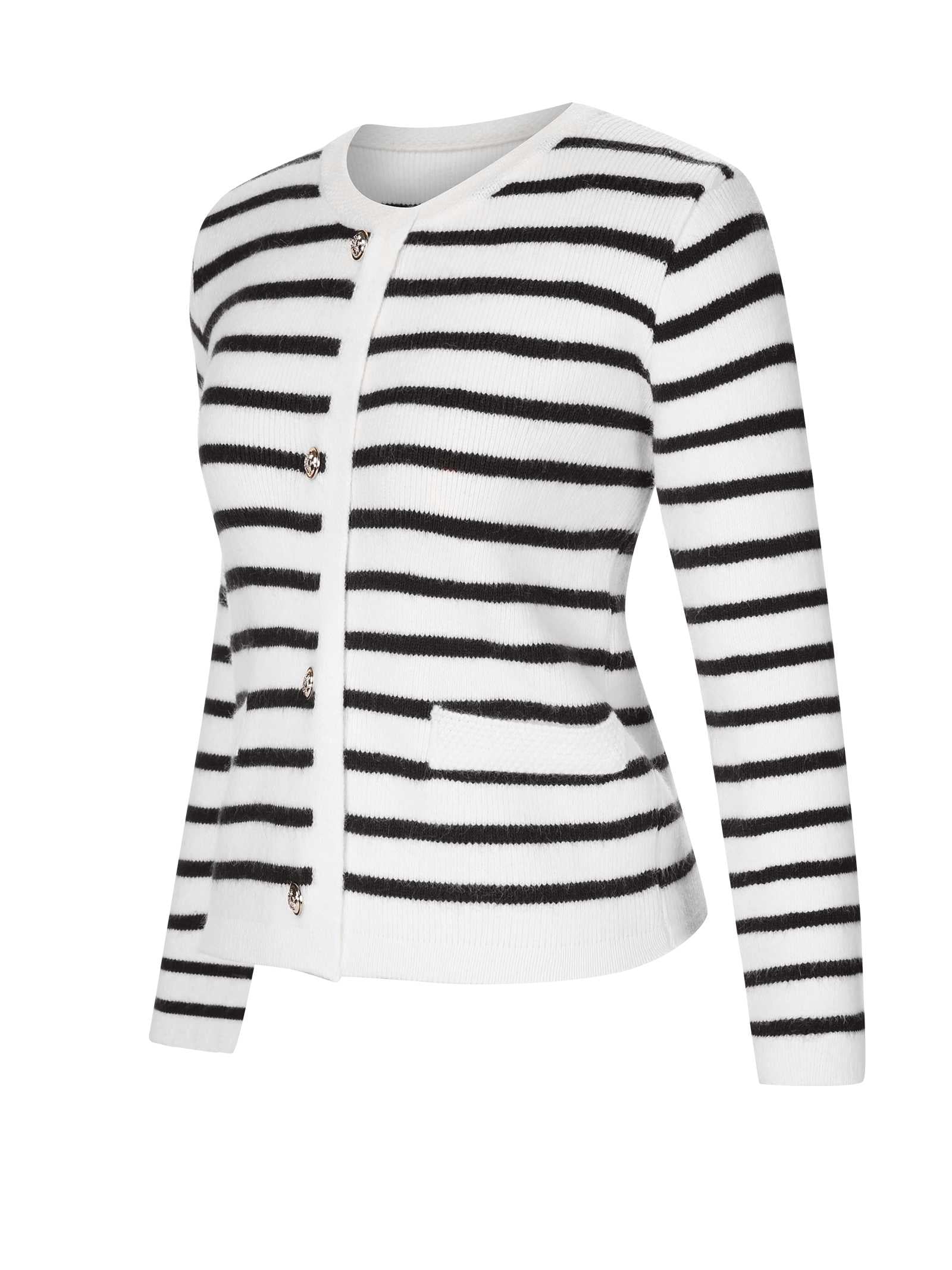 1930s Contrast Striped Long Sleeve Knitted Cardigan - Image 10