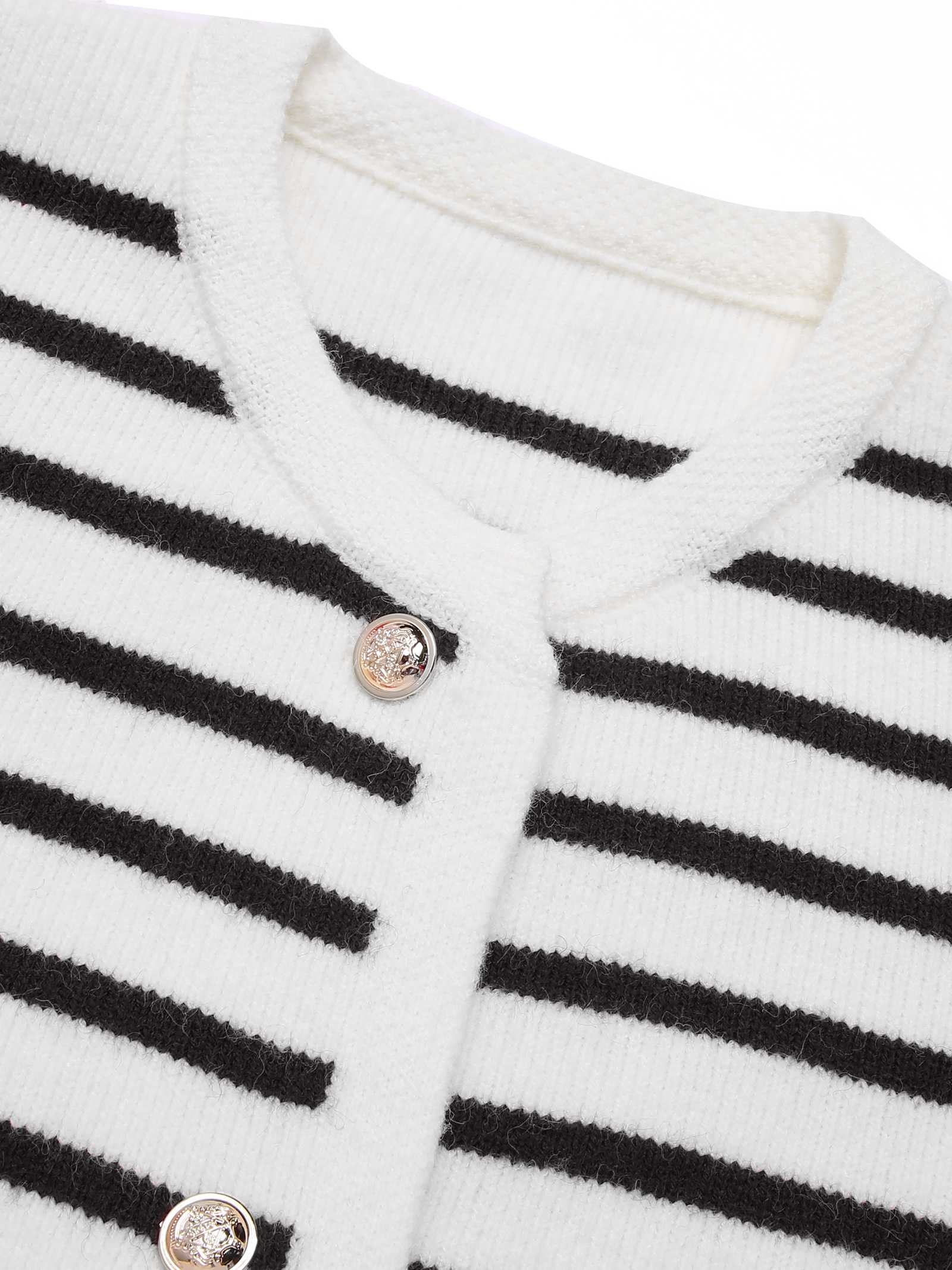 1930s Contrast Striped Long Sleeve Knitted Cardigan - Image 11