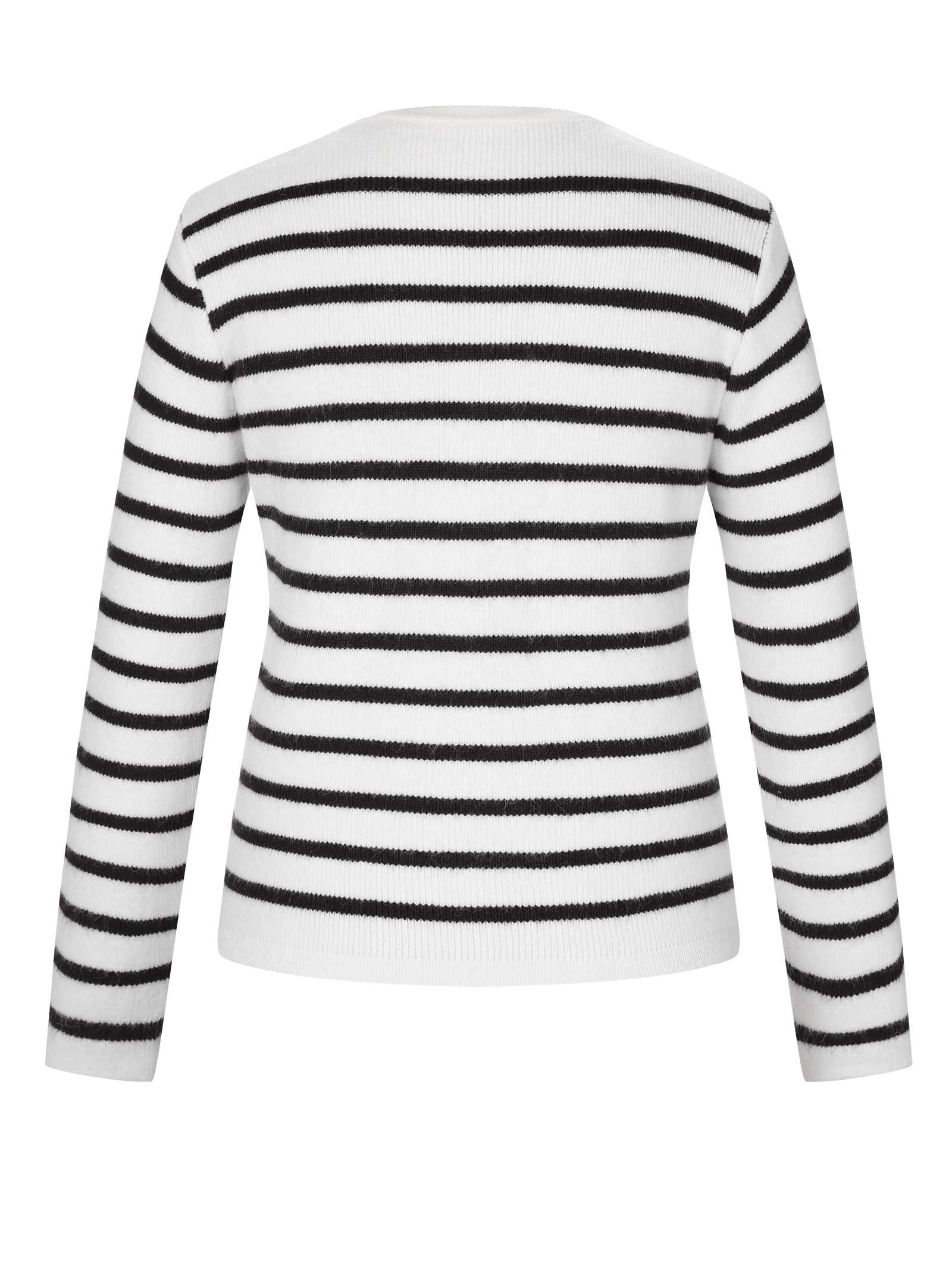 1930s Contrast Striped Long Sleeve Knitted Cardigan - Image 9