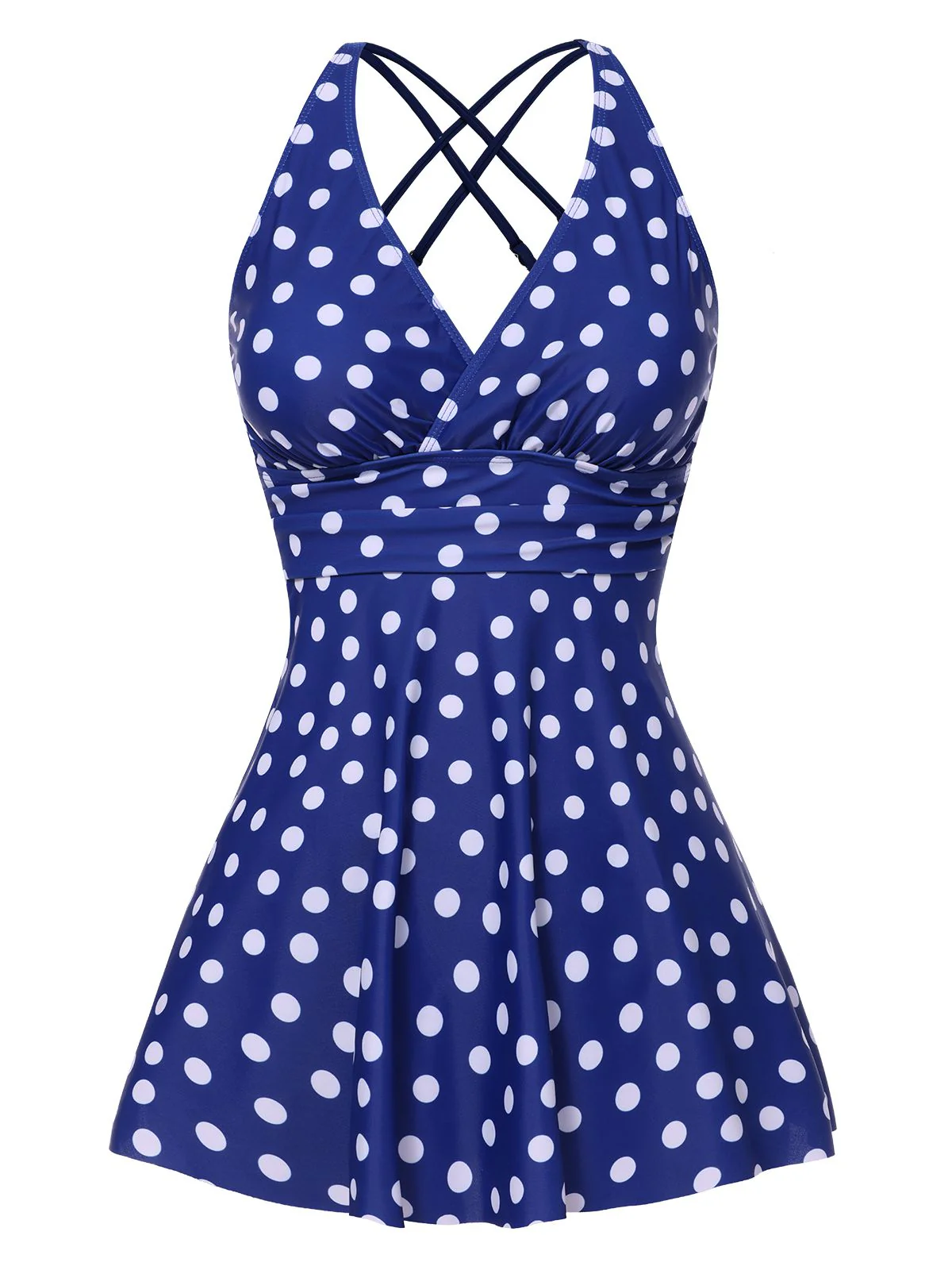 1930s Cross Straps Polka Dots Swimsuit - Image 2