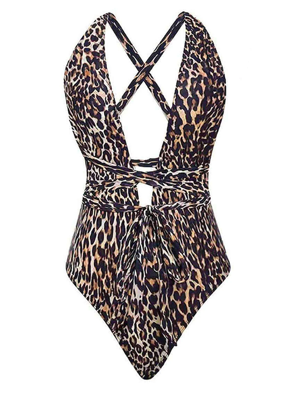 [Pre-Sale] 1930s Deep V-Neck Criss-Cross Halter Leopard Swimsuit & Cover-up - Image 2