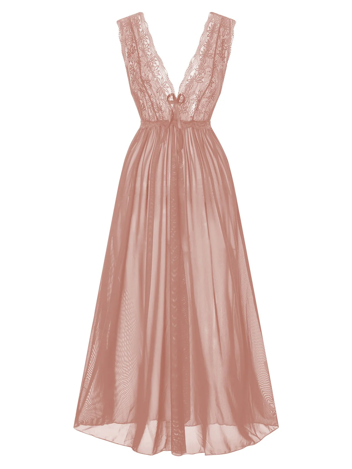 1930s Deep V-Neck Lace Mesh Nightgown - Image 2