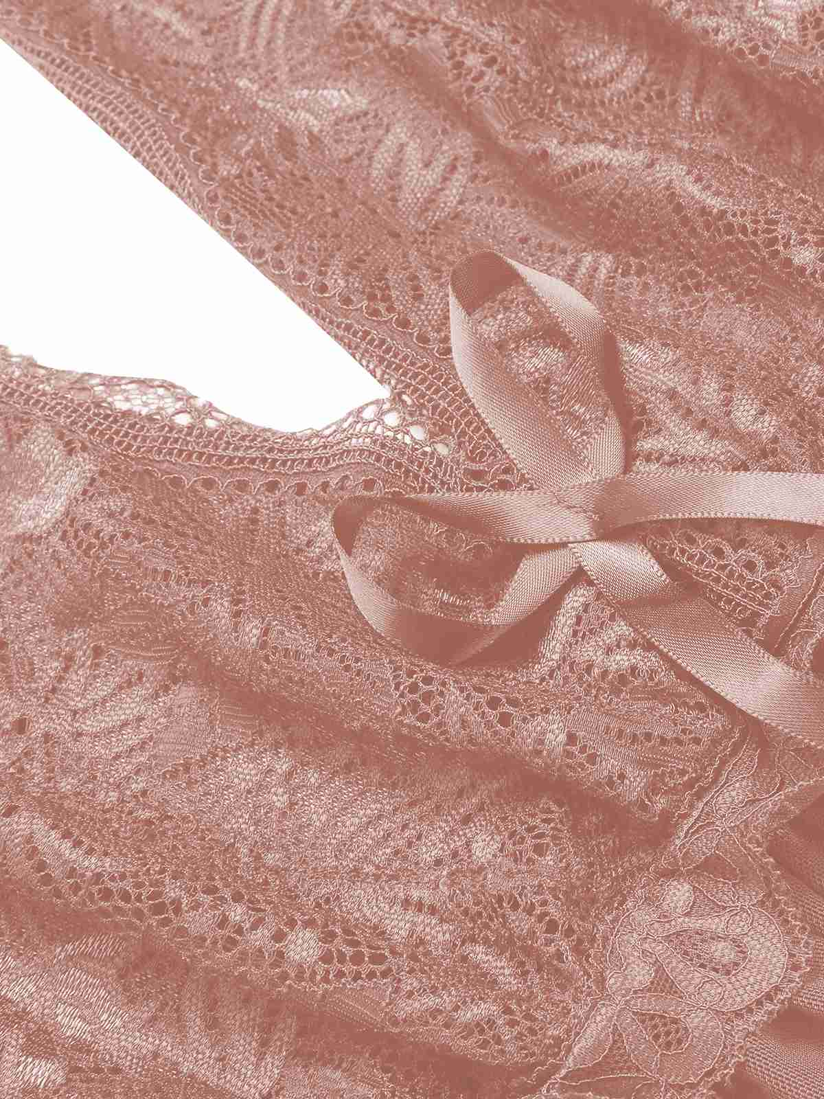 1930s Deep V-Neck Lace Mesh Nightgown - Image 5