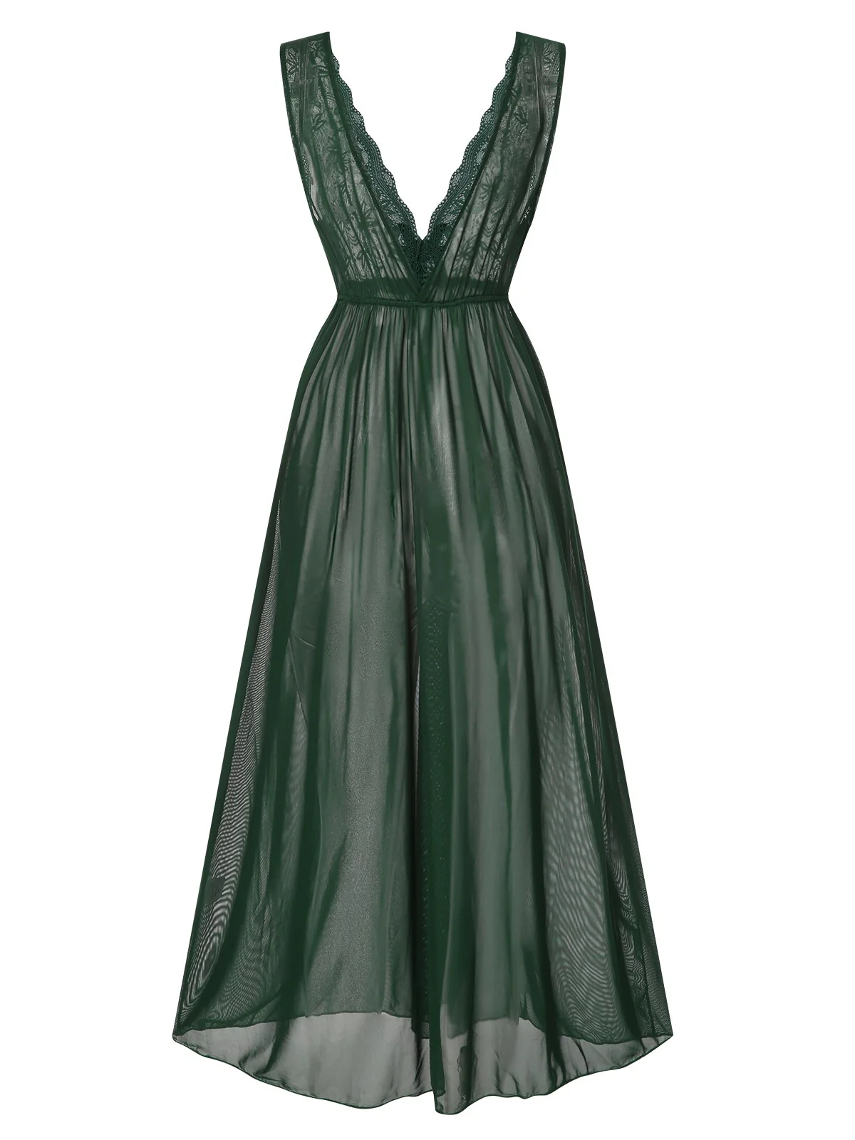 1930s Deep V-Neck Lace Mesh Nightgown - Image 12
