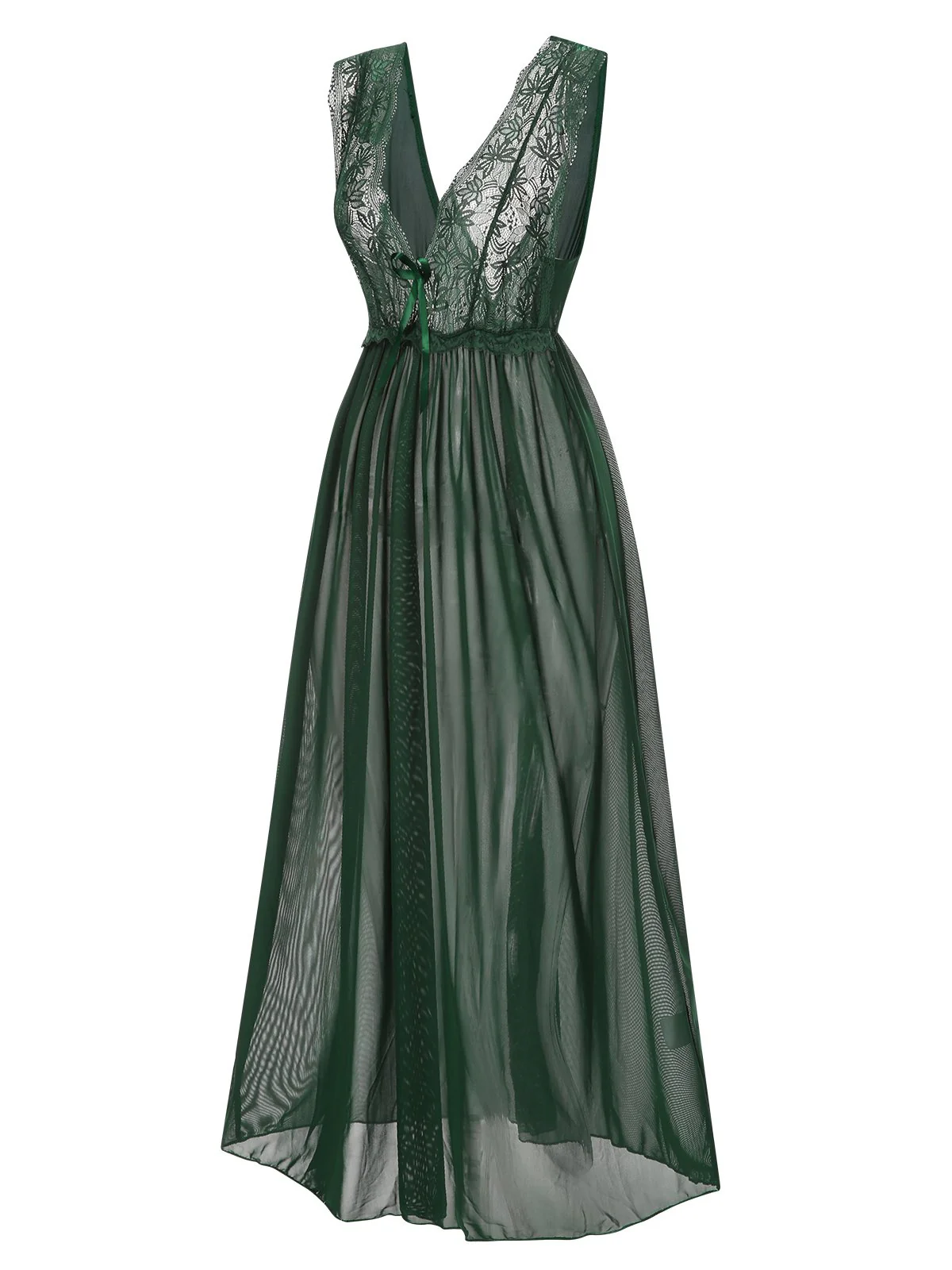 1930s Deep V-Neck Lace Mesh Nightgown - Image 13