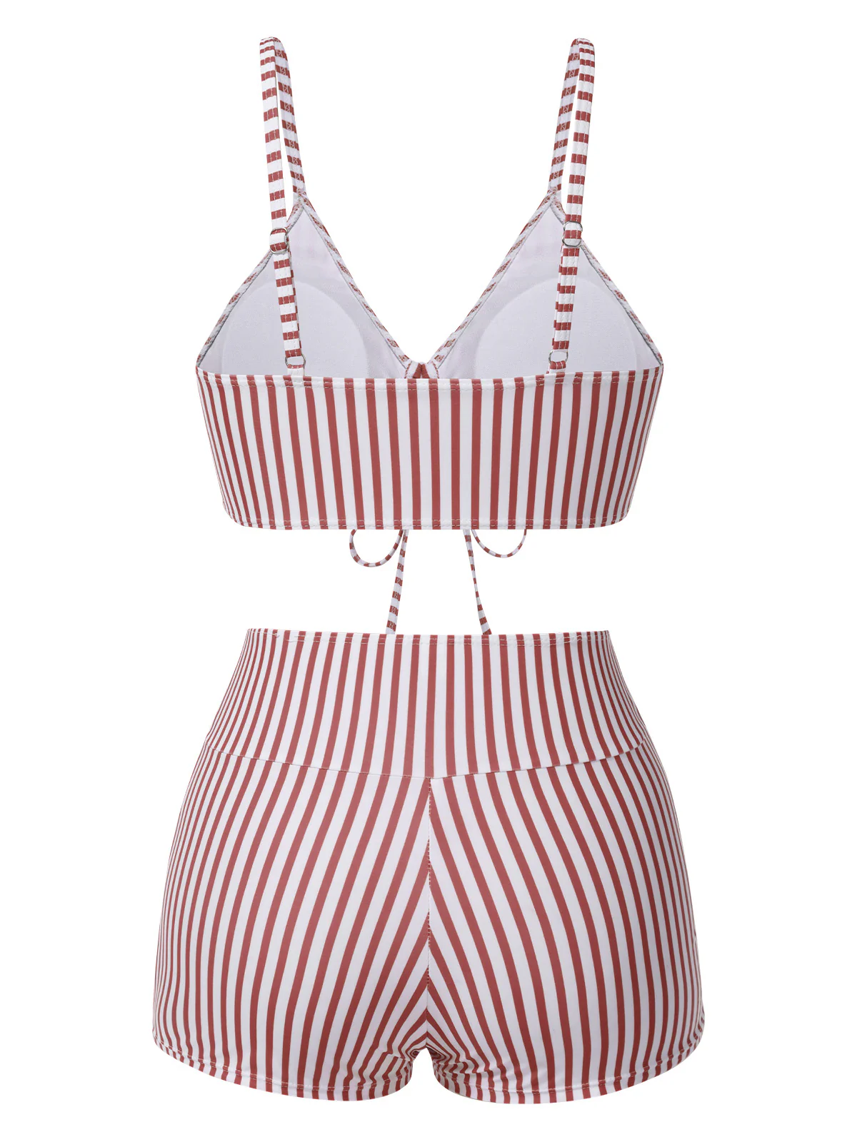 1930s Drawstring Straps Vertical Stripe Boxer Bikini - Image 2