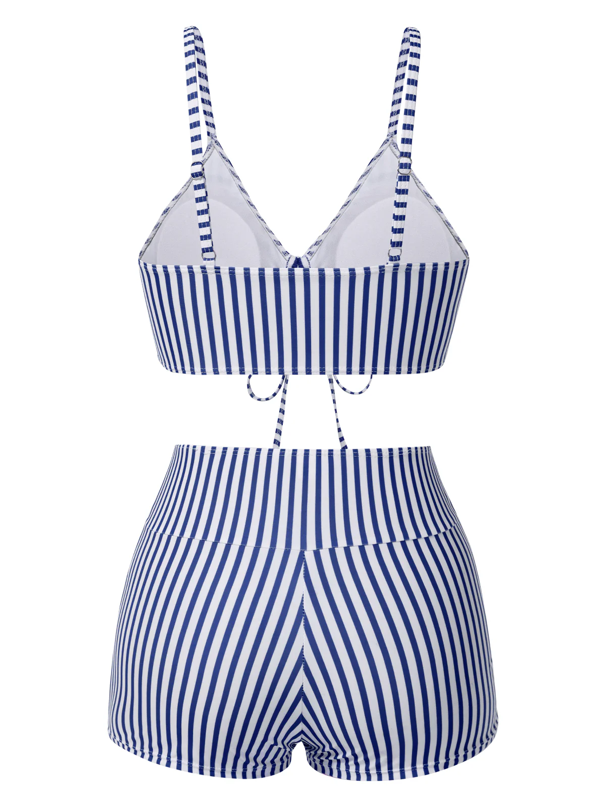 1930s Drawstring Straps Vertical Stripe Boxer Bikini - Image 5
