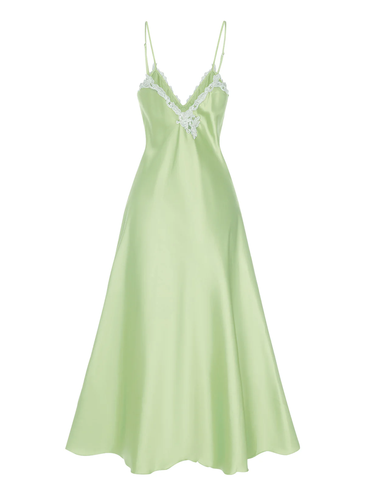 1930s Embroidered Faux Satin Strap Nightgown - Image 20