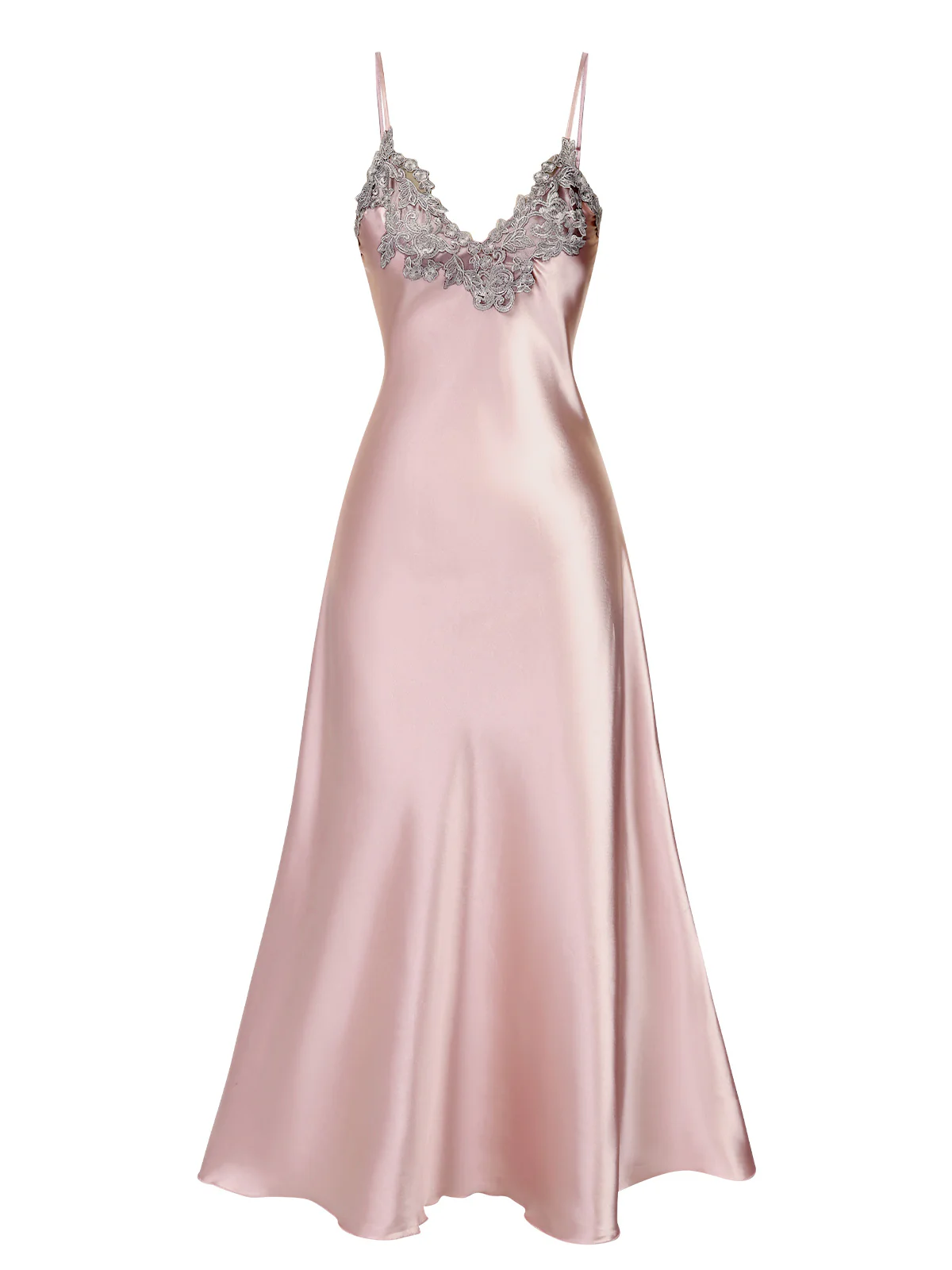 1930s Embroidered Faux Satin Strap Nightgown - Image 2