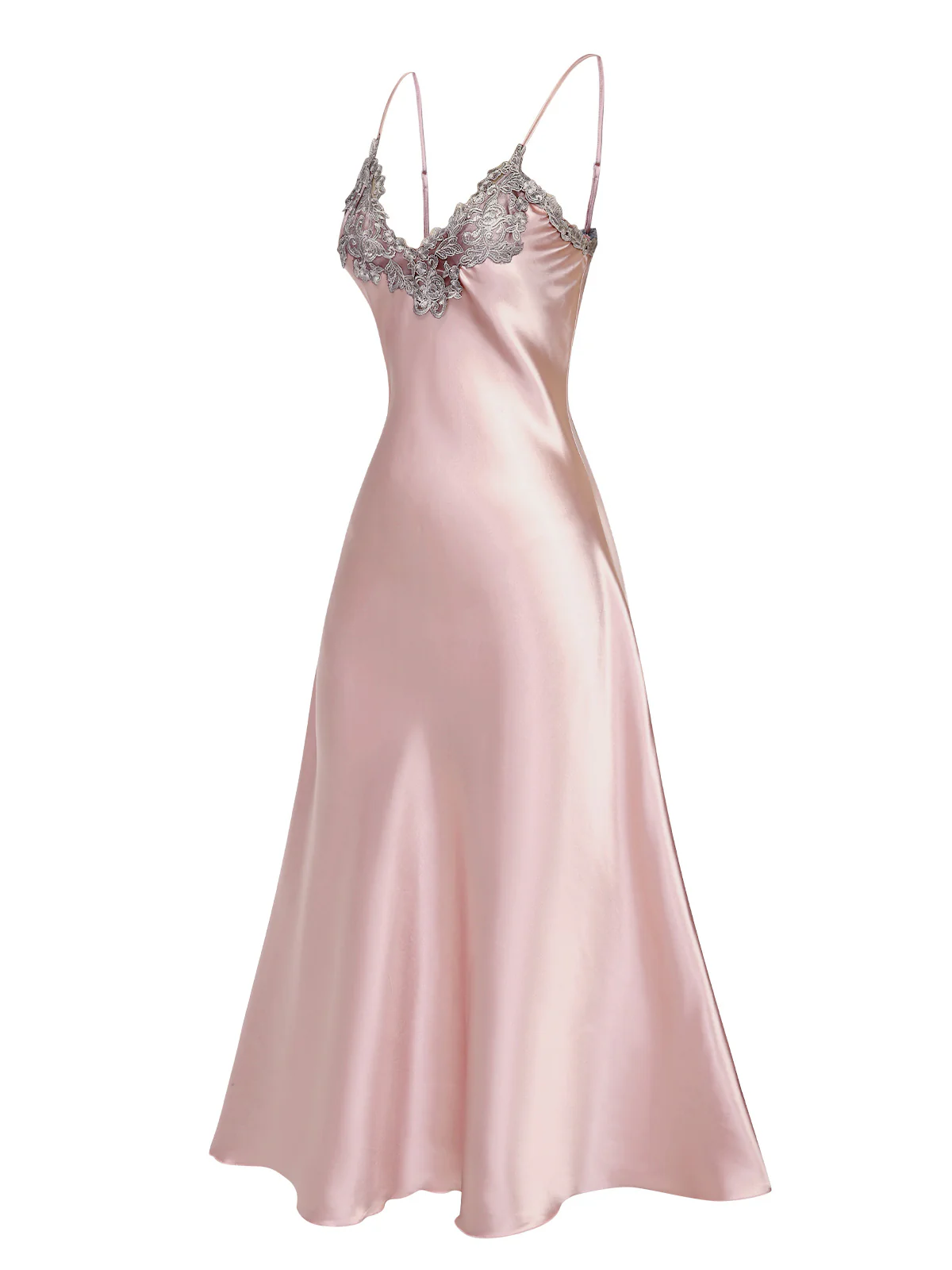 1930s Embroidered Faux Satin Strap Nightgown - Image 3