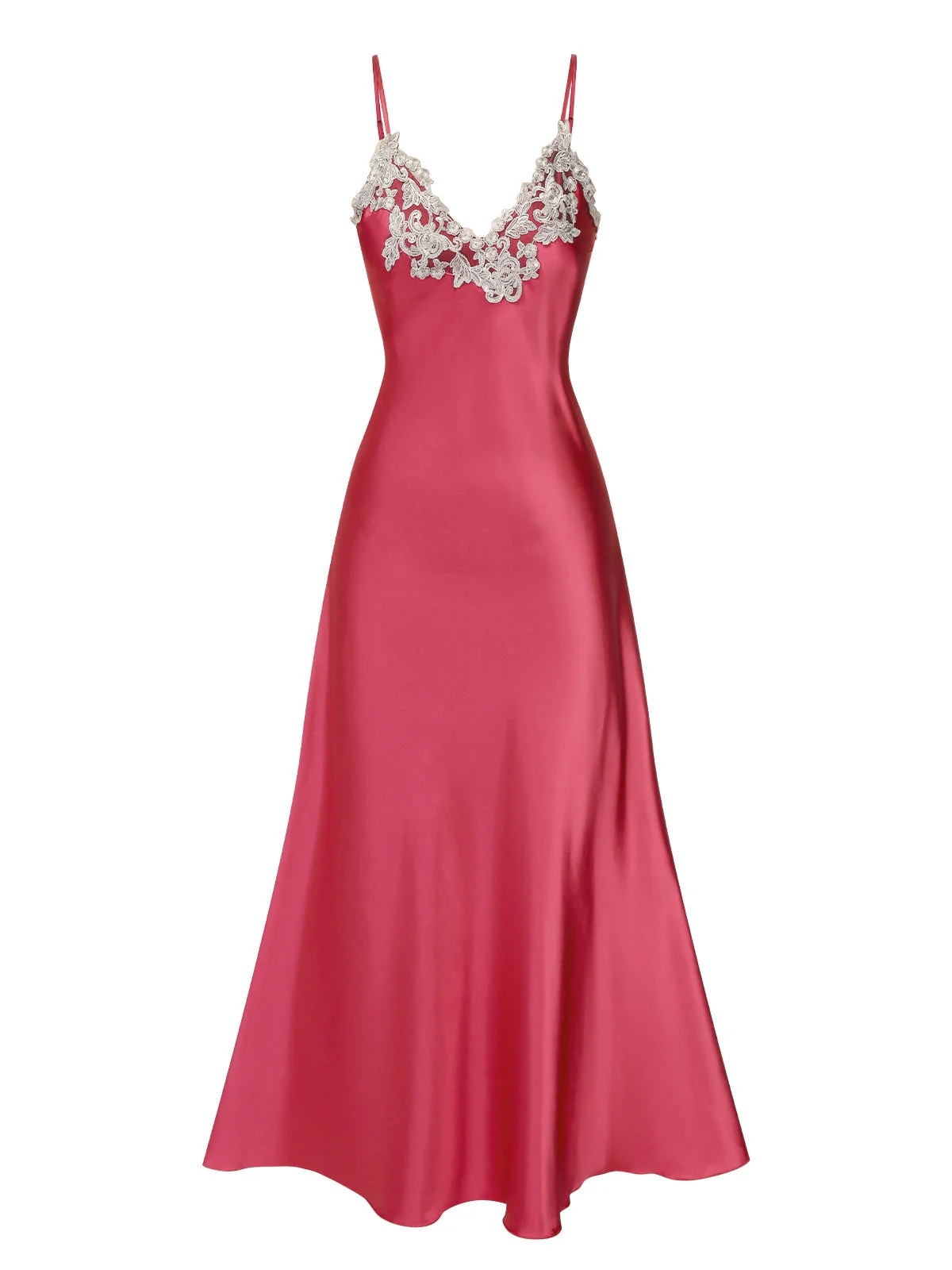 1930s Embroidered Faux Satin Strap Nightgown - Image 13