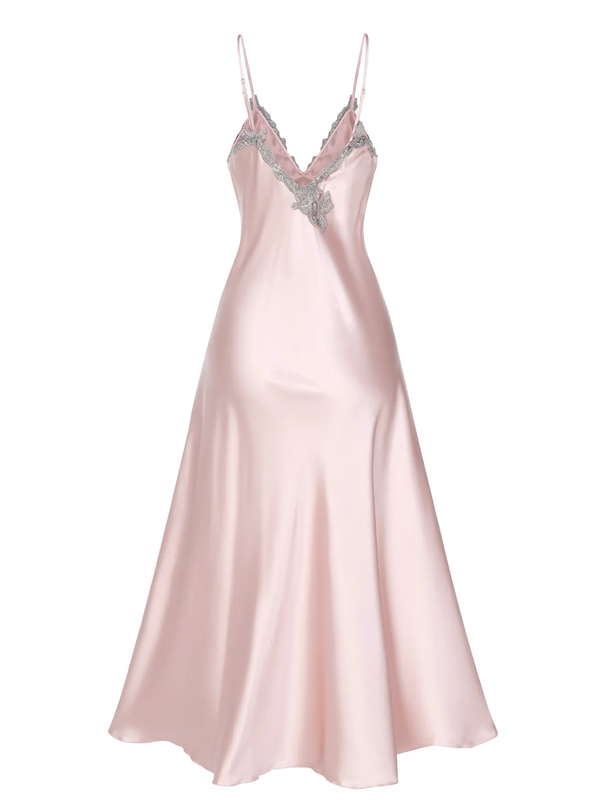 1930s Embroidered Faux Satin Strap Nightgown - Image 16