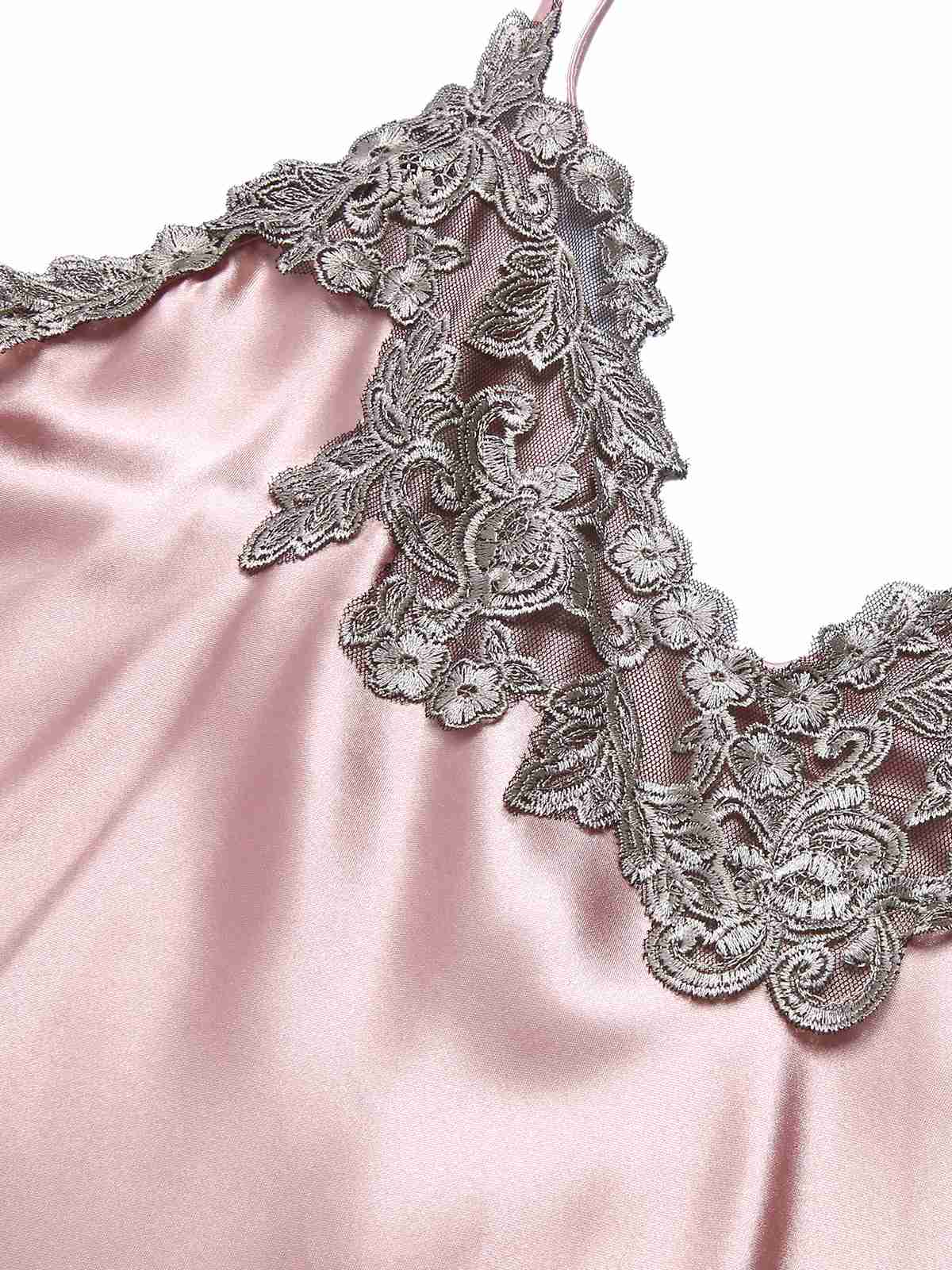1930s Embroidered Faux Satin Strap Nightgown - Image 17