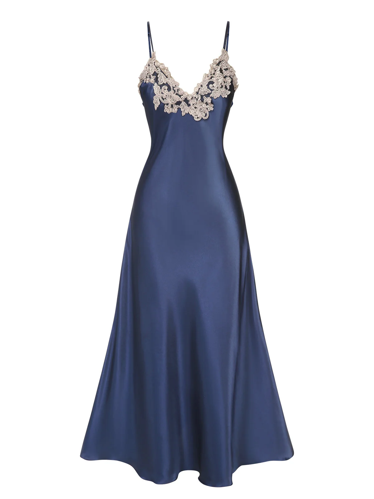 1930s Embroidered Faux Satin Strap Nightgown - Image 15