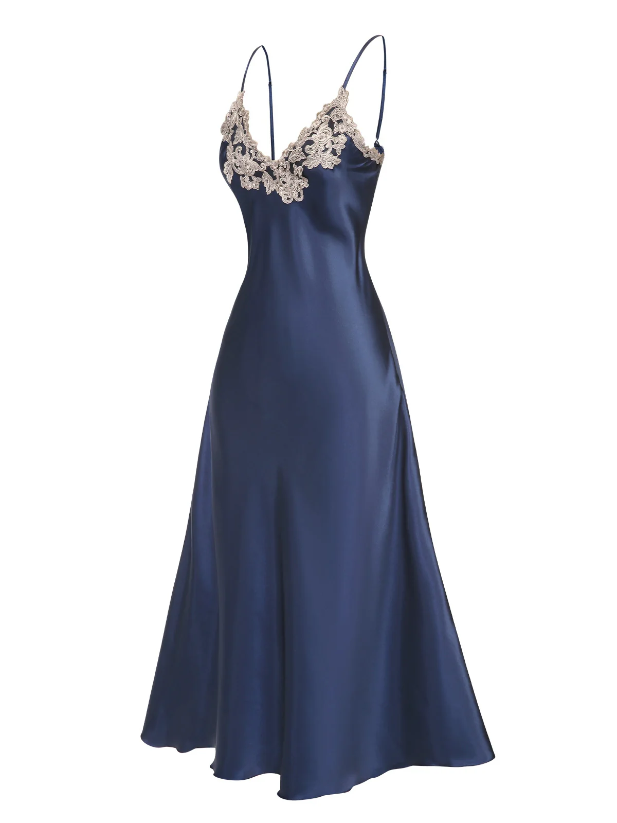 1930s Embroidered Faux Satin Strap Nightgown - Image 16