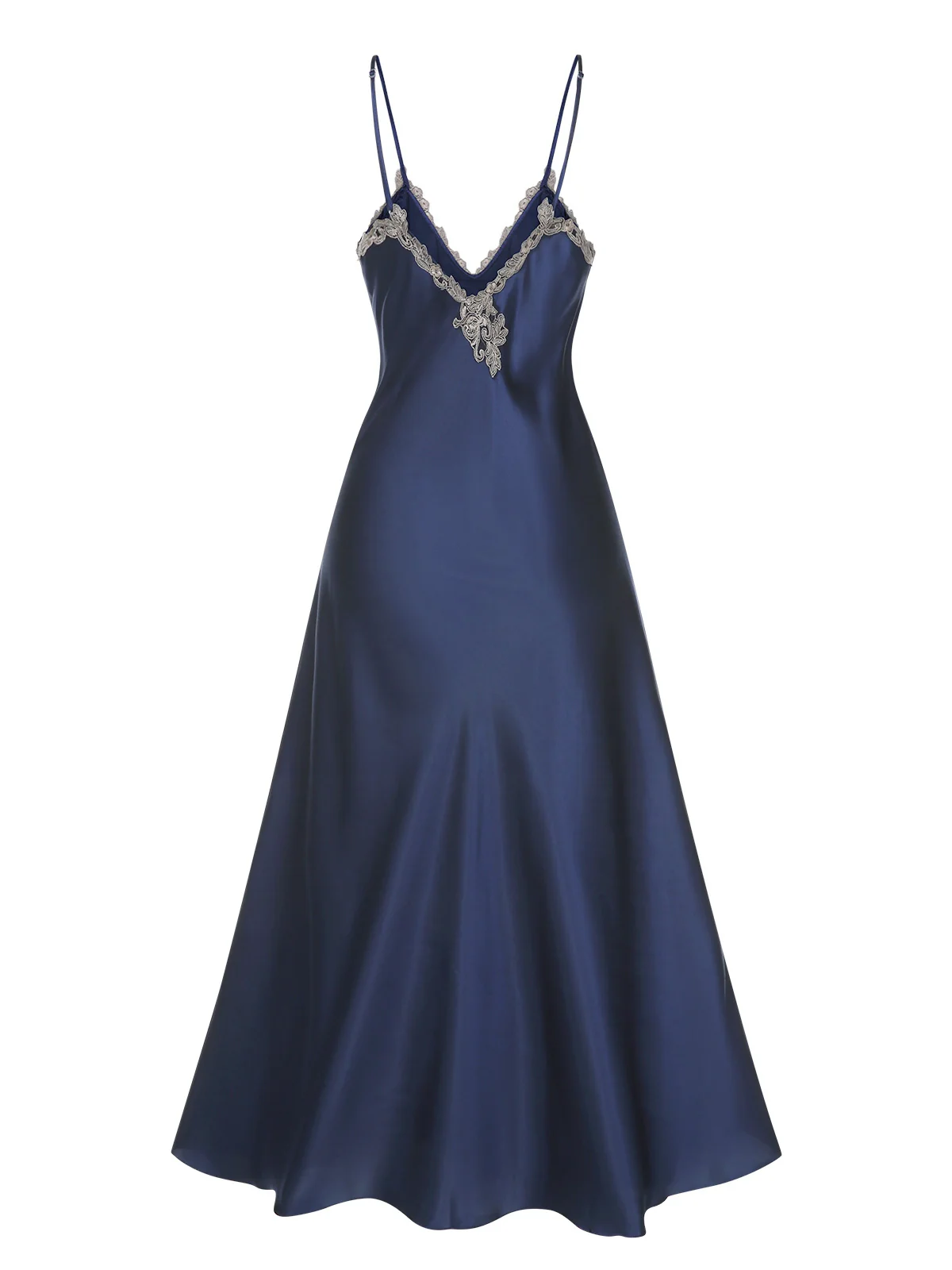 1930s Embroidered Faux Satin Strap Nightgown - Image 17