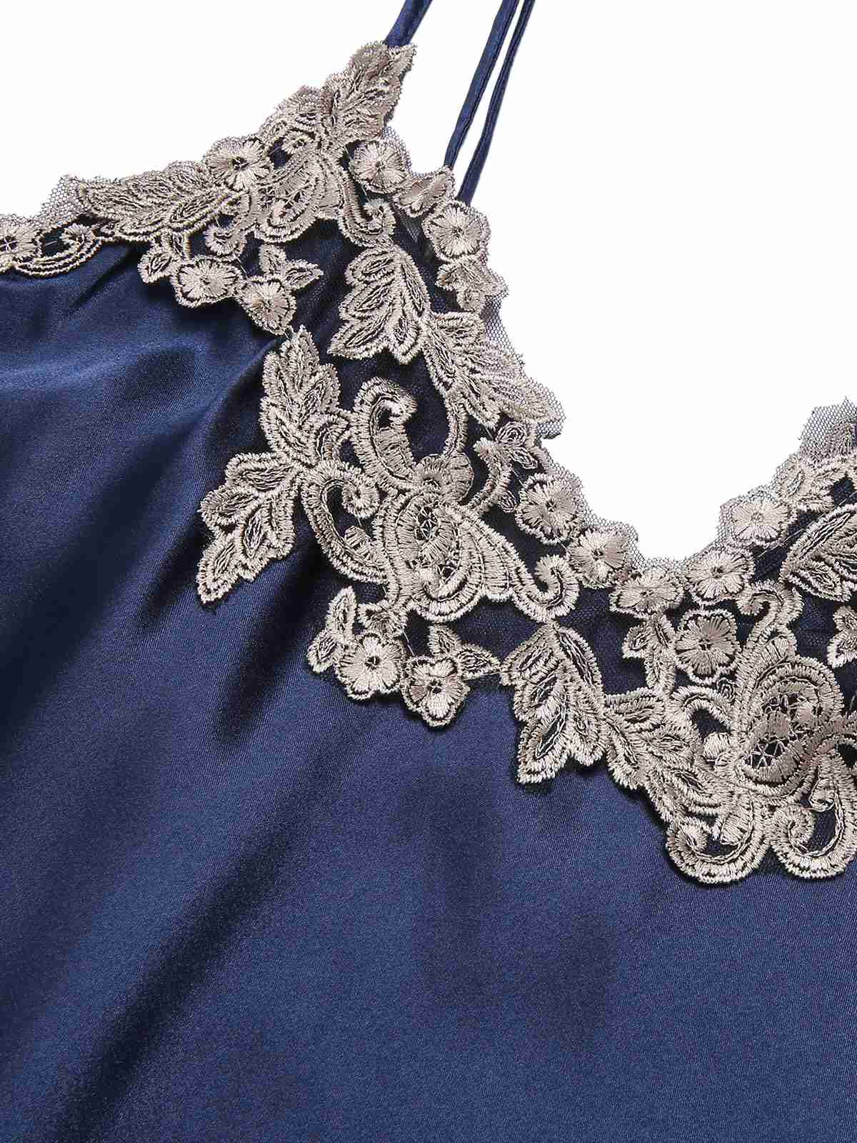 1930s Embroidered Faux Satin Strap Nightgown - Image 18
