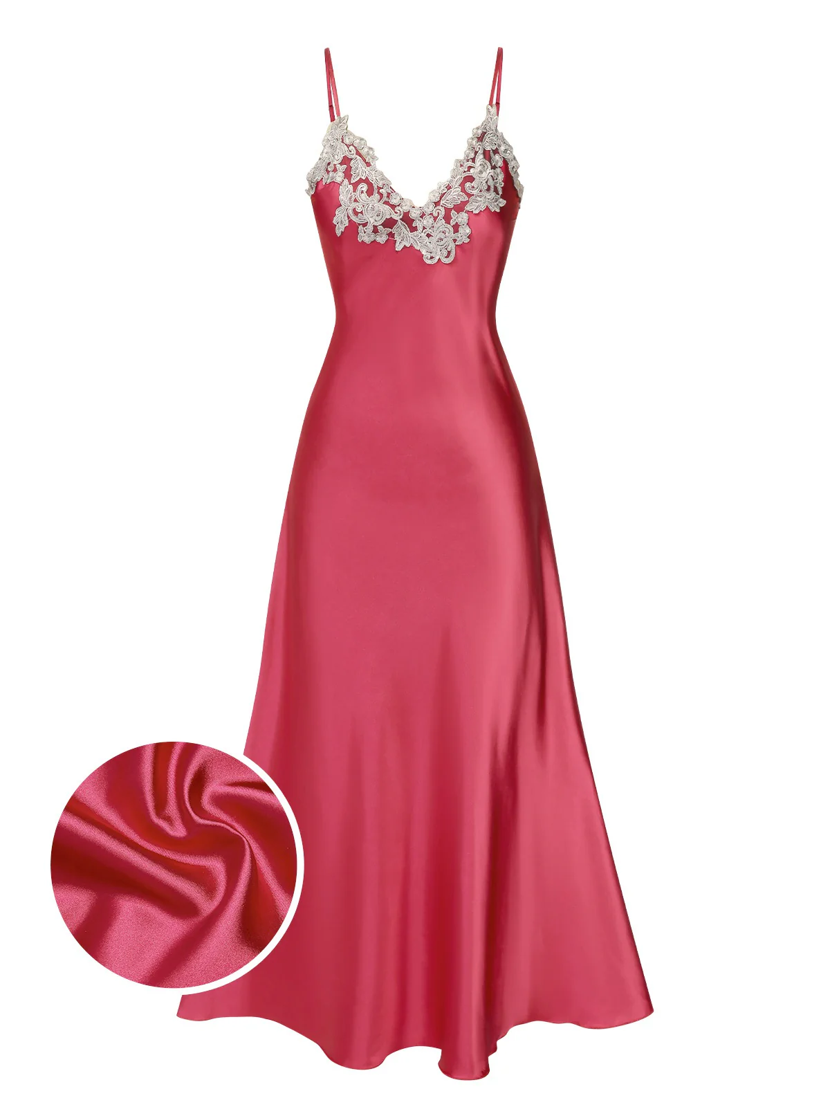 1930s Embroidered Faux Satin Strap Nightgown - Image 8