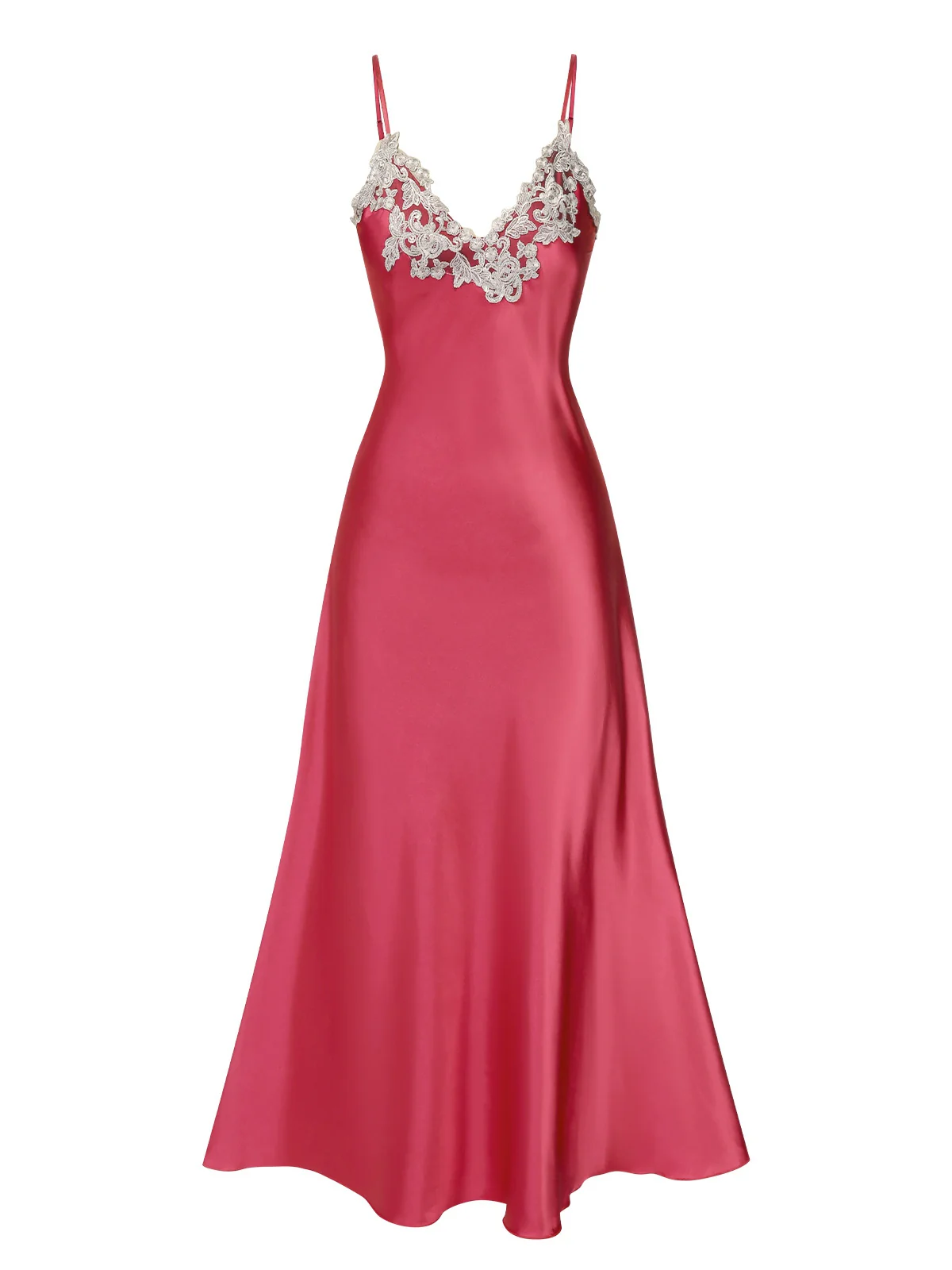 1930s Embroidered Faux Satin Strap Nightgown - Image 9