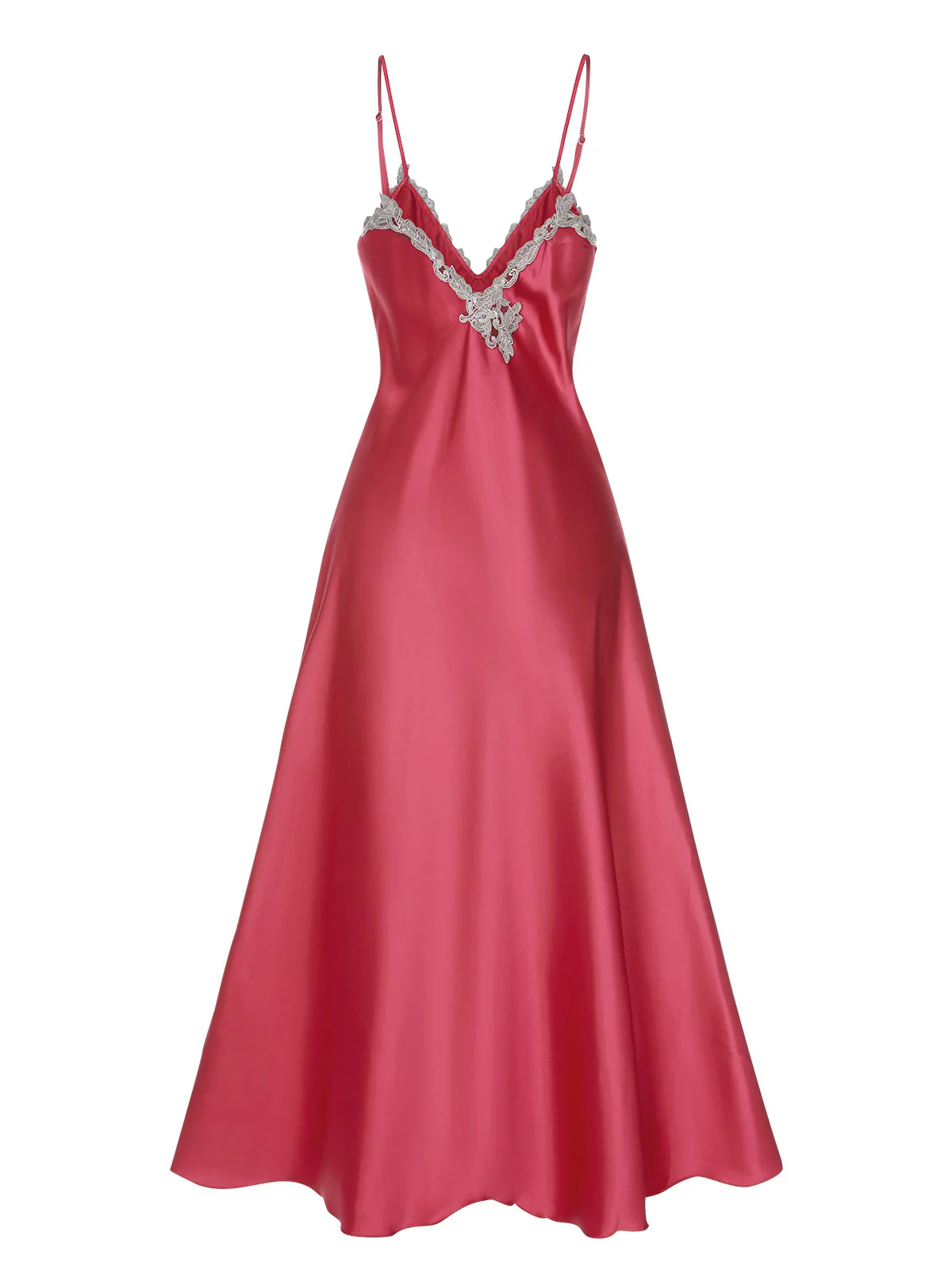 1930s Embroidered Faux Satin Strap Nightgown - Image 11