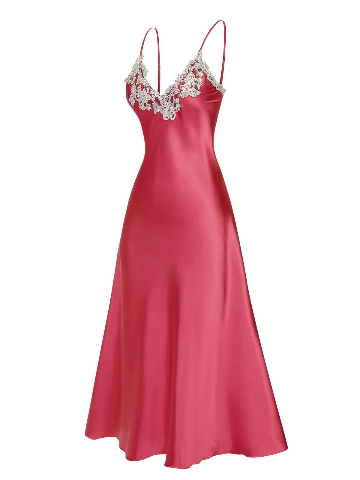 1930s Embroidered Faux Satin Strap Nightgown - Image 10