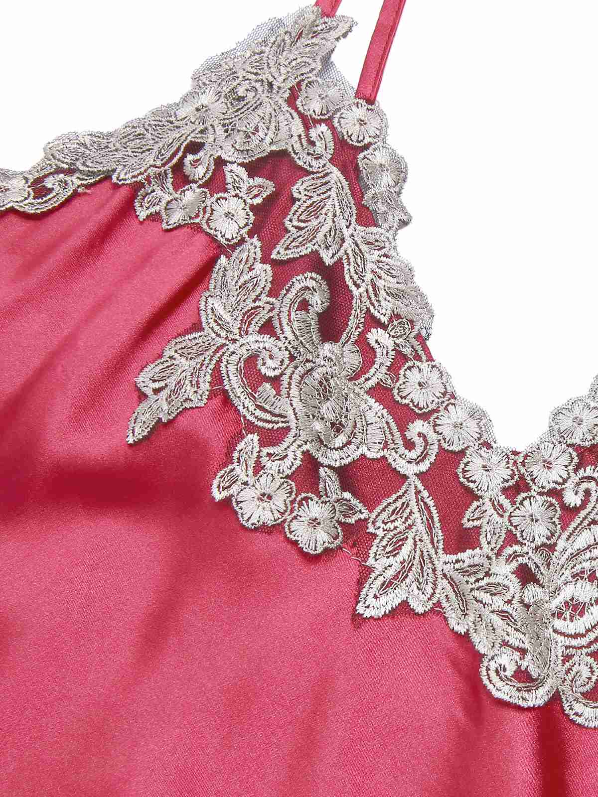 1930s Embroidered Faux Satin Strap Nightgown - Image 12