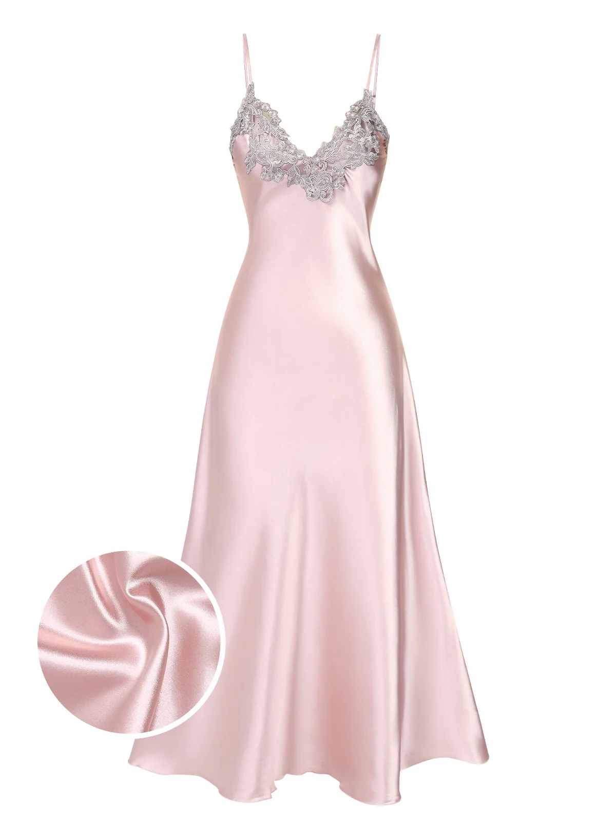 1930s Embroidered Faux Satin Strap Nightgown - Image 13