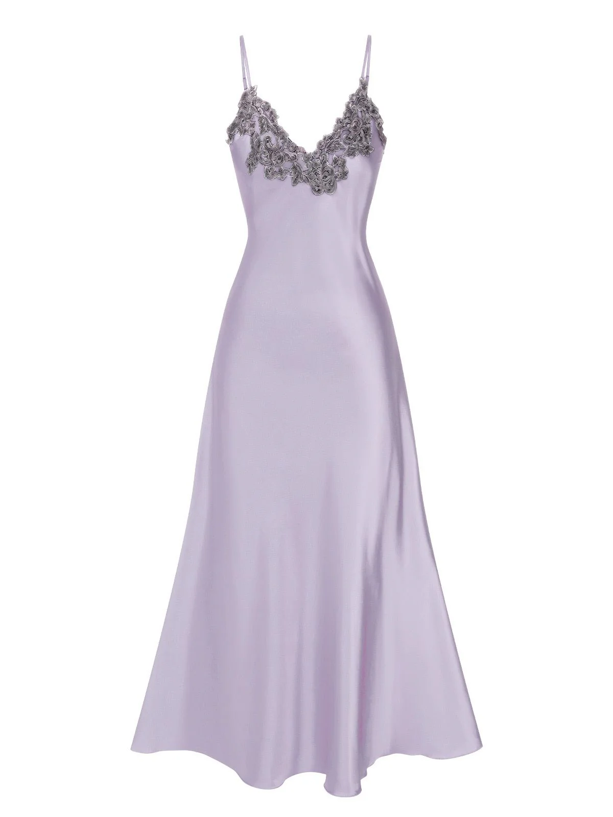1930s Embroidered Faux Satin Strap Nightgown - Image 22