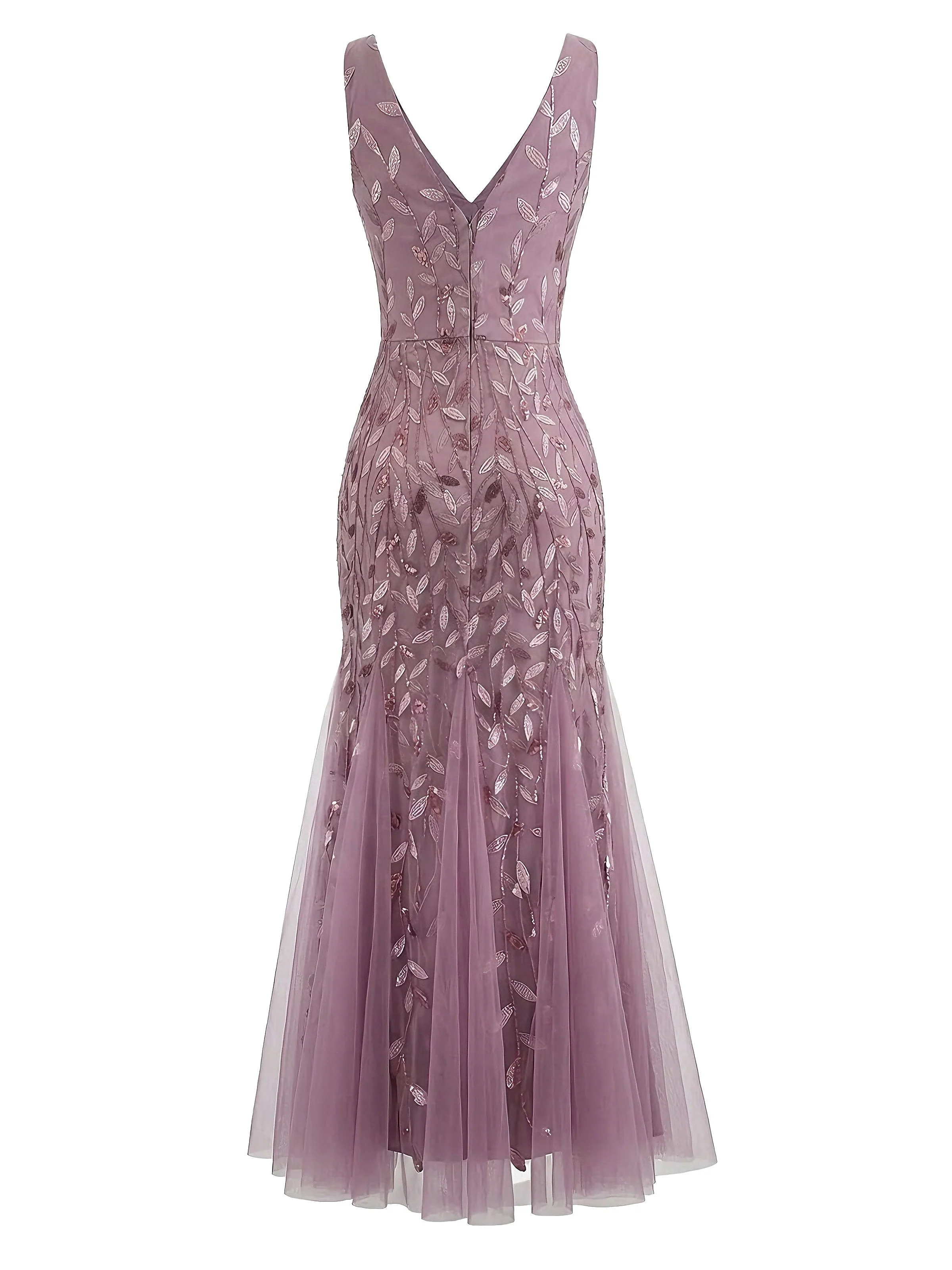 1930s Embroidery V-Neck Sleeveless Mesh Slim Dress - Image 3