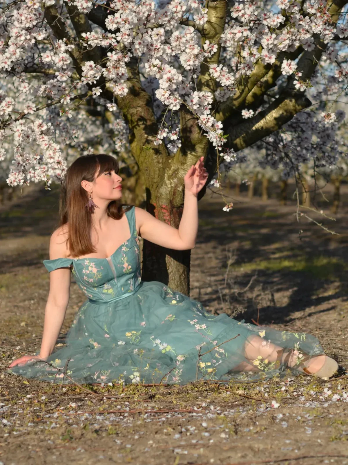 1930s Floral Mesh Boned Lace-Up Dress - Image 3