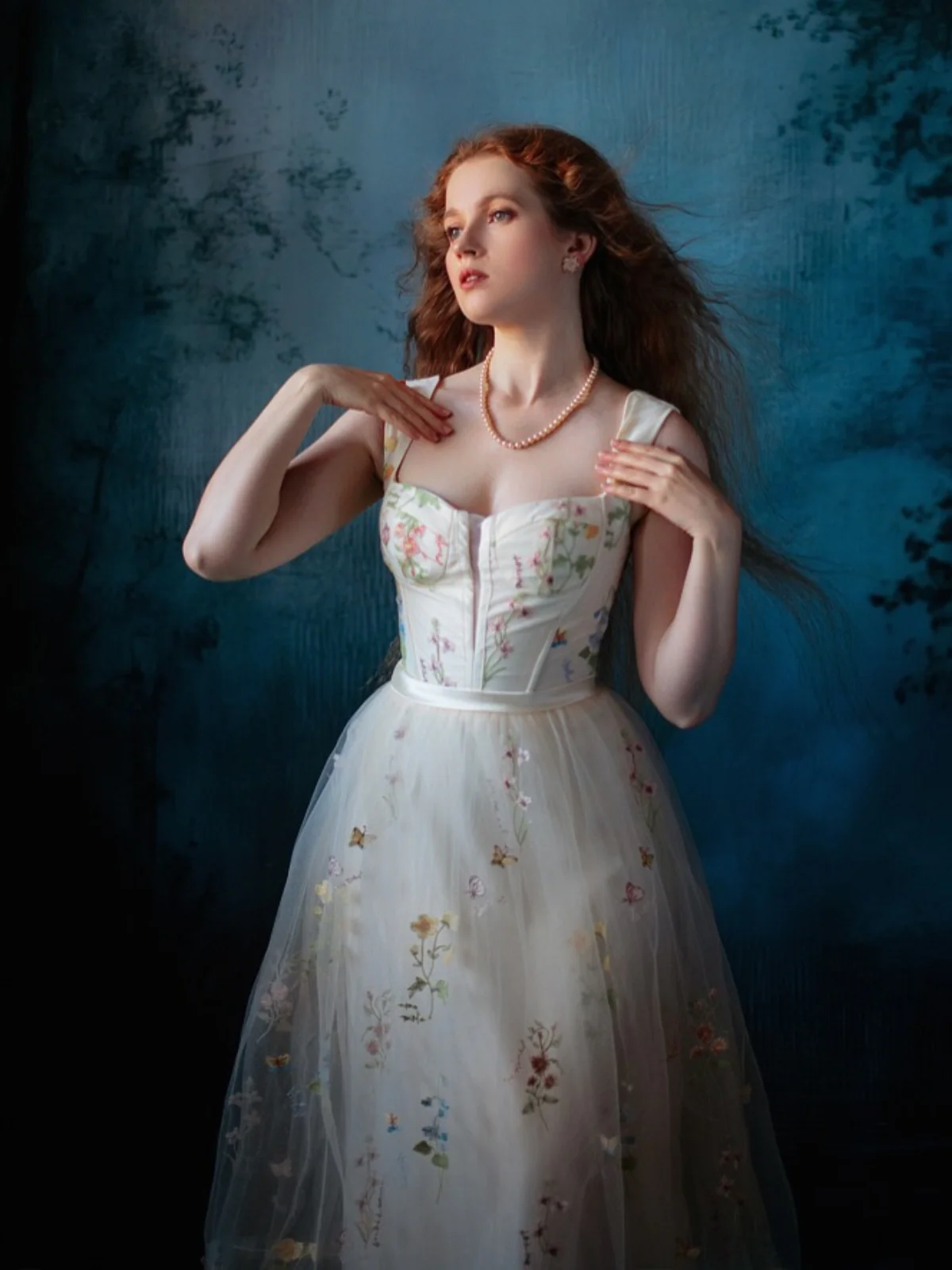 1930s Floral Mesh Boned Lace-Up Dress - Image 2