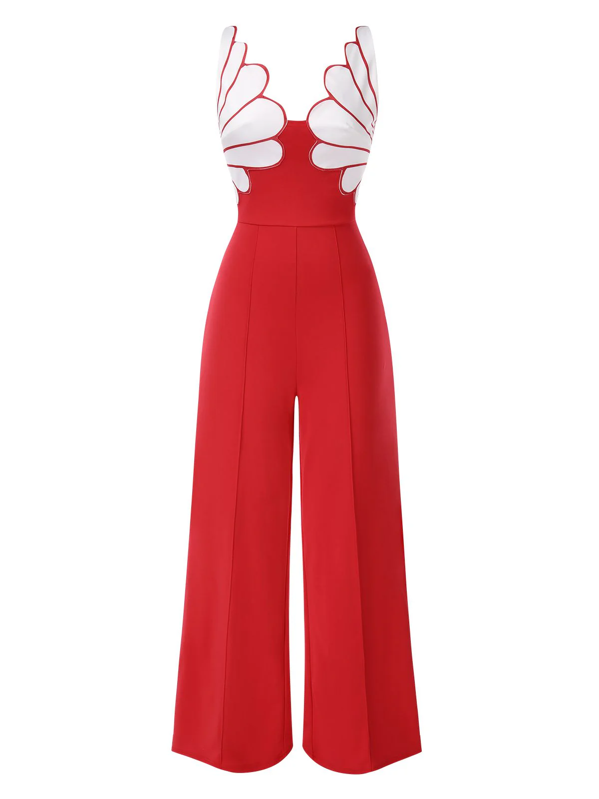 1930s Floral Patchwork V-Neck Straps Jumpsuit - Image 3