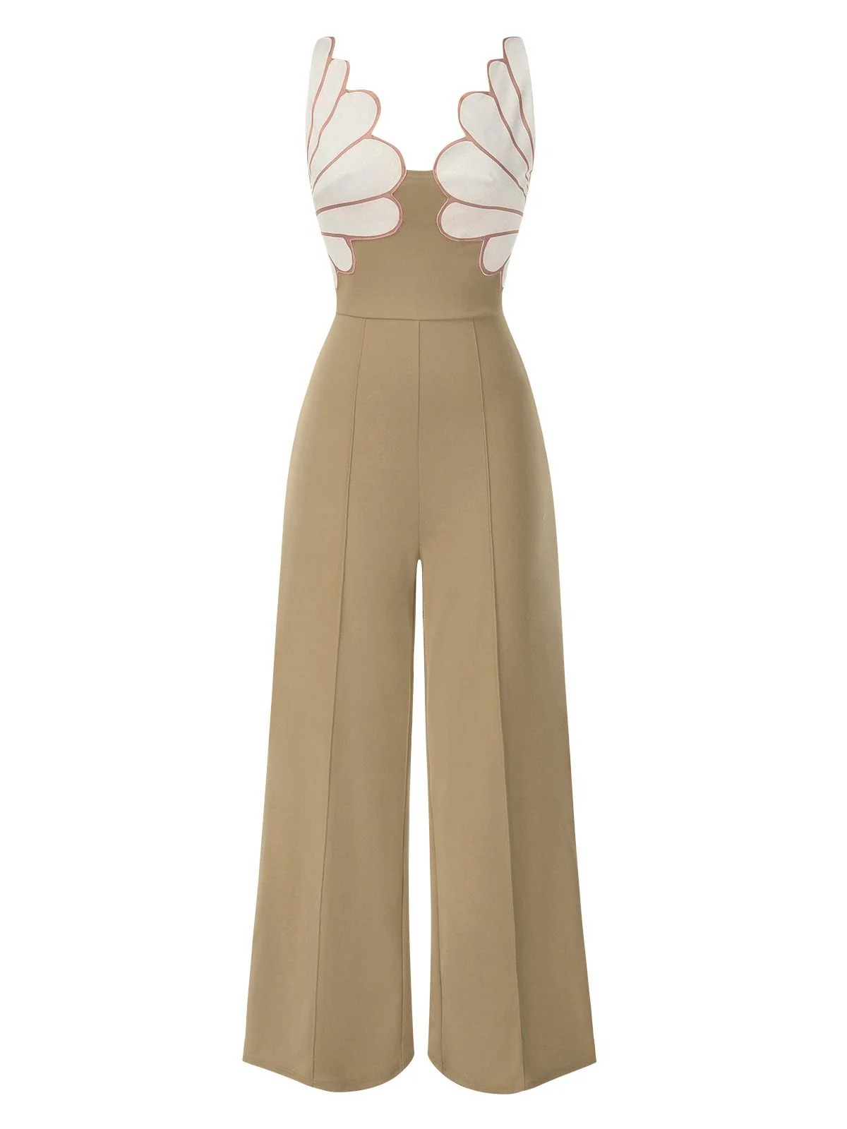 1930s Floral Patchwork V-Neck Straps Jumpsuit - Image 6