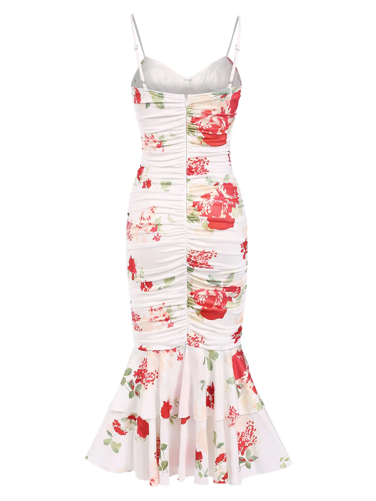 1930s Floral Pleated Ruffled Hem Dress - Image 3