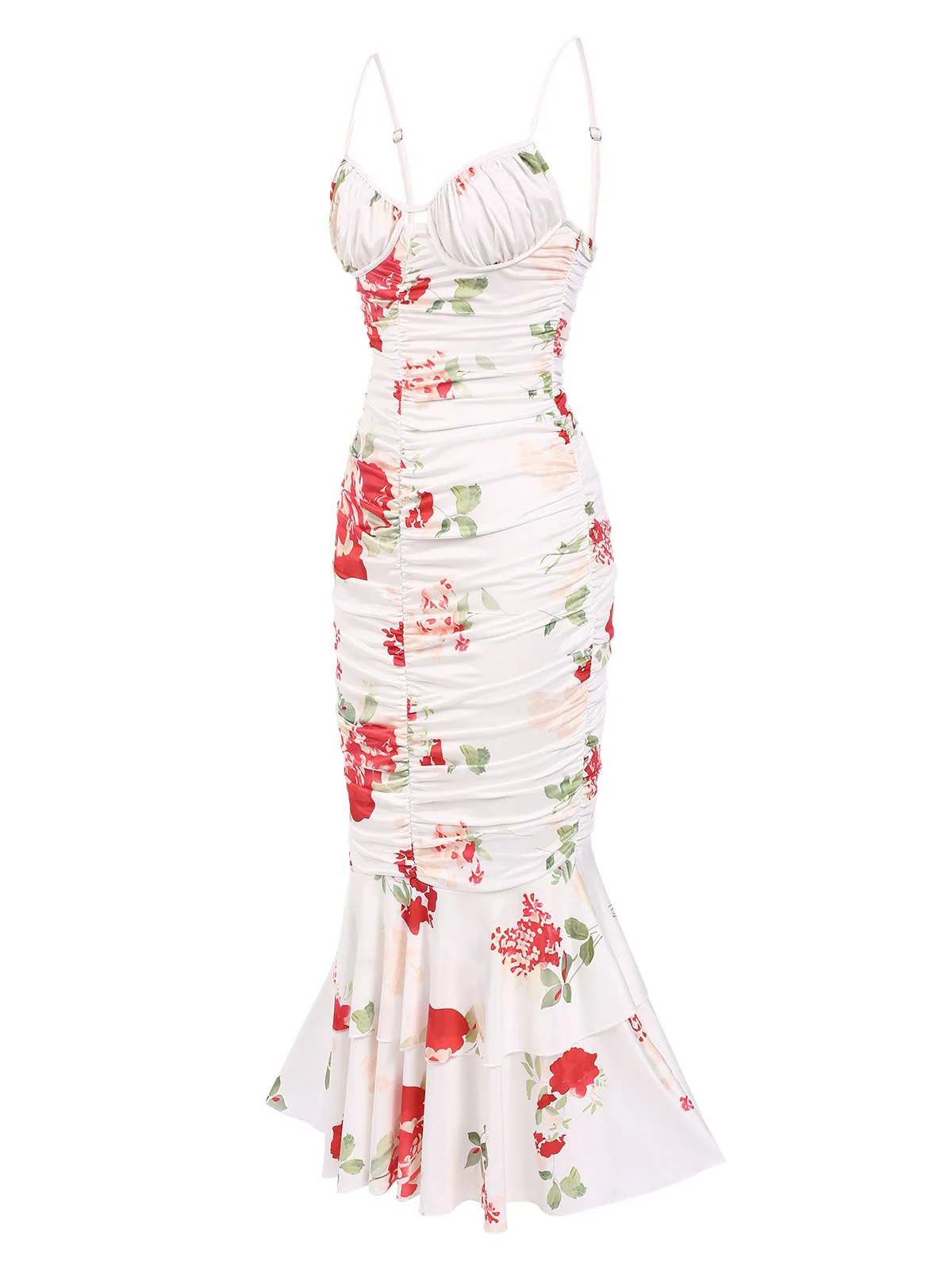 1930s Floral Pleated Ruffled Hem Dress - Image 4
