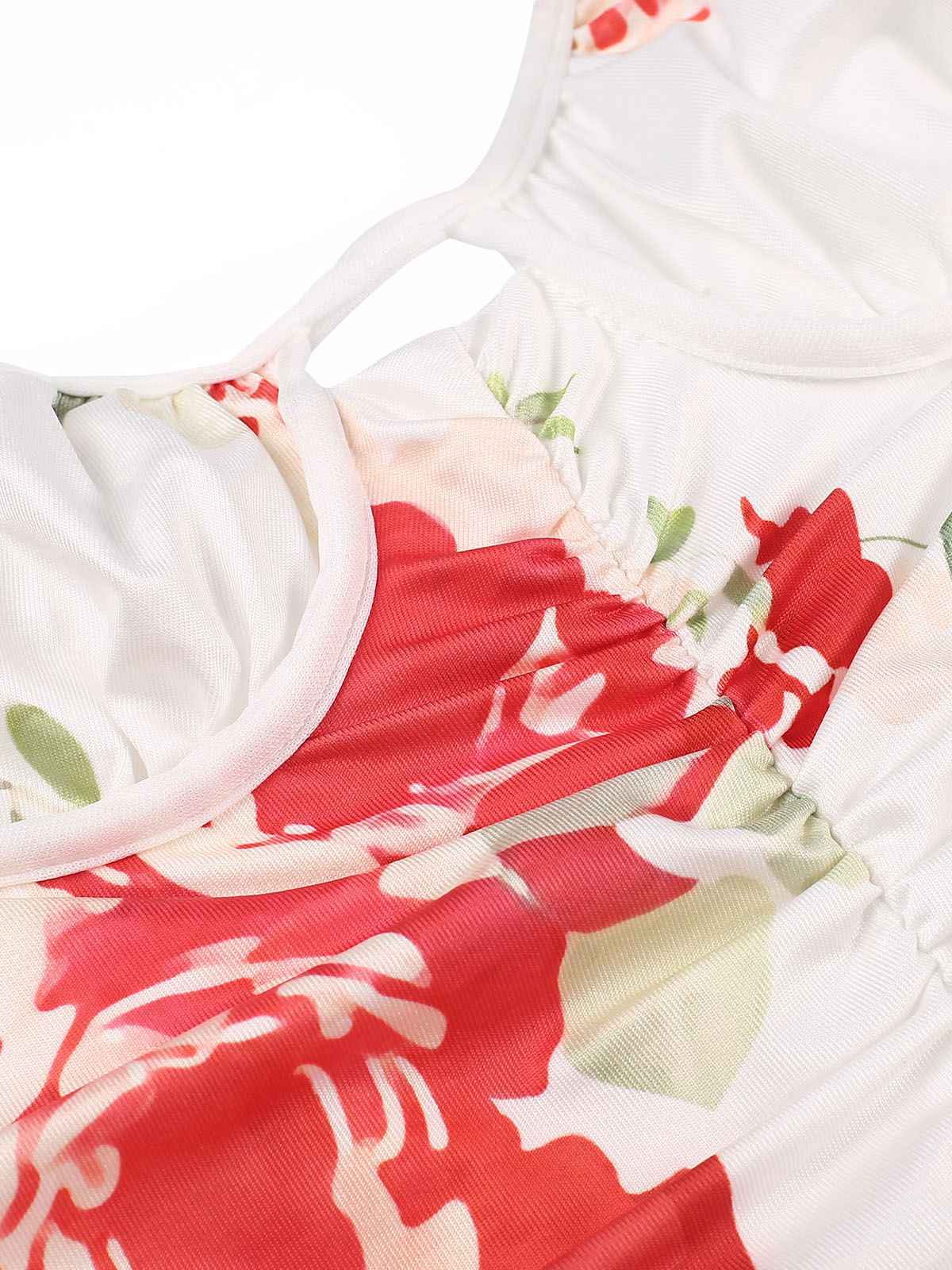 1930s Floral Pleated Ruffled Hem Dress - Image 5