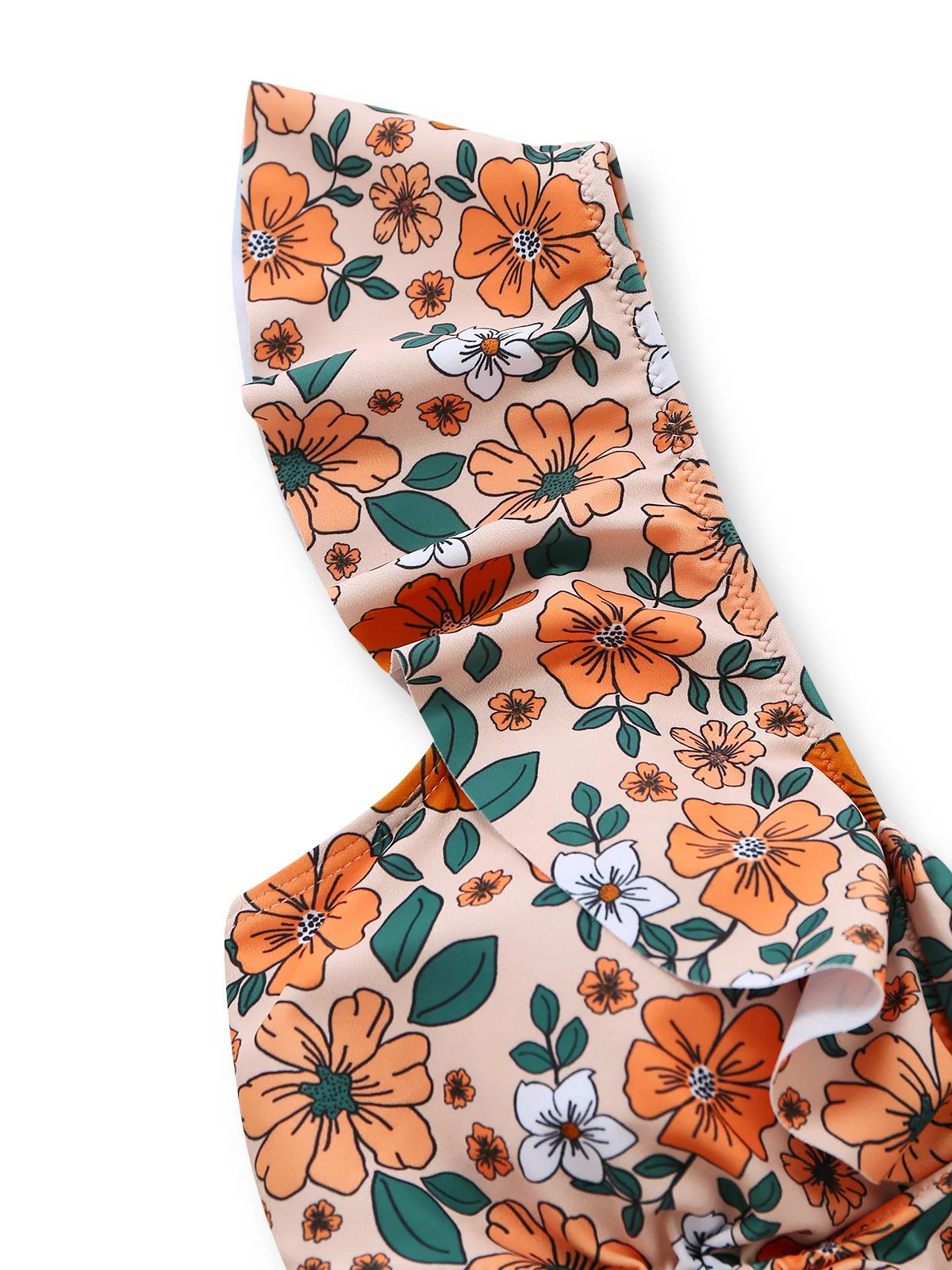1930s Floral Ruffle Cutout Tie-Front One-Piece Swimsuit - Image 3