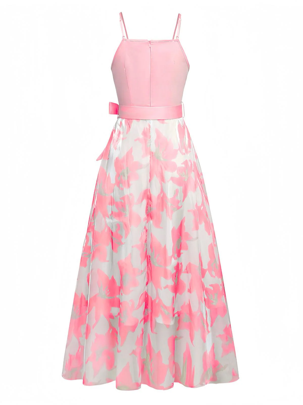 1930s Bow Organza Floral Spaghetti Straps Dress - Image 7