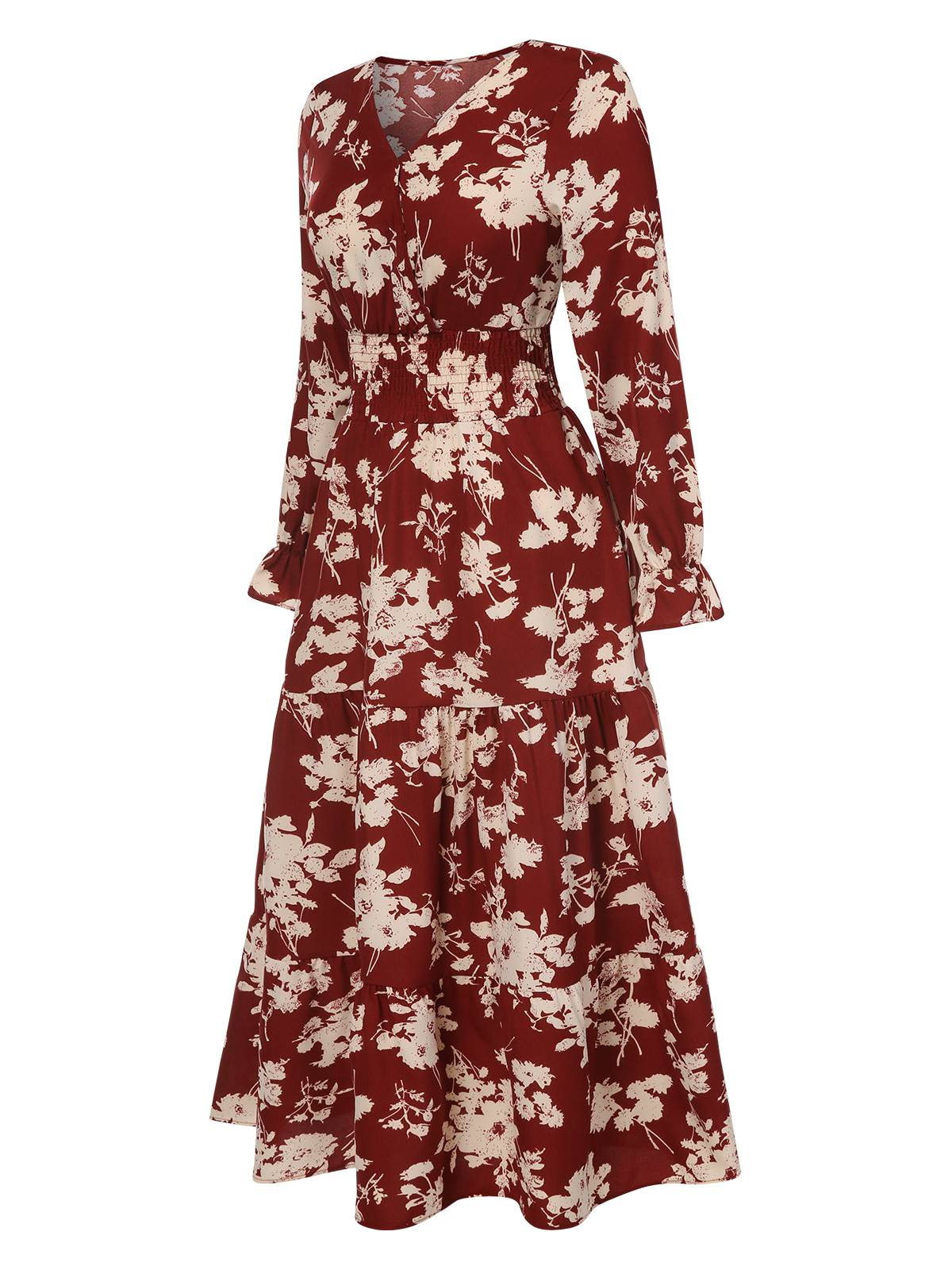 1930s Flower Silhouette V-Neck Maxi Dress - Image 2