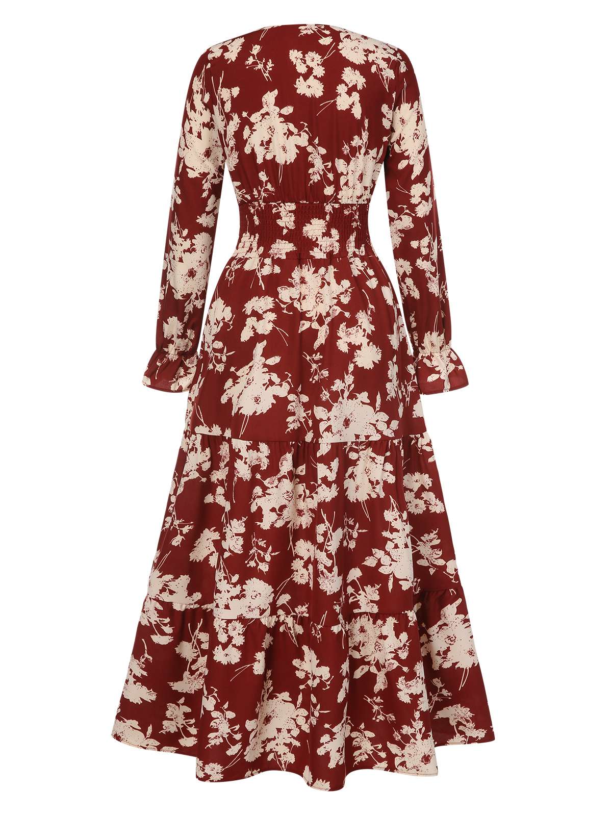 1930s Flower Silhouette V-Neck Maxi Dress - Image 3