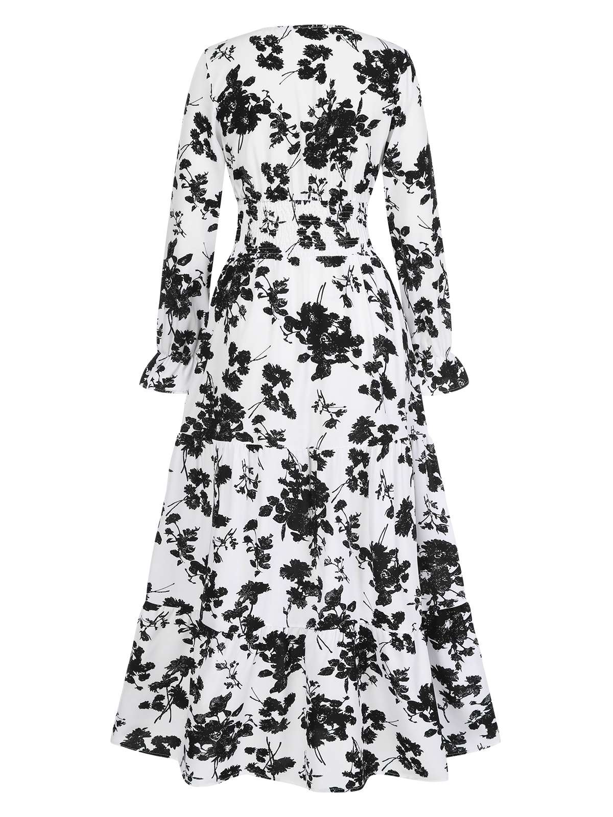 1930s Flower Silhouette V-Neck Maxi Dress - Image 6