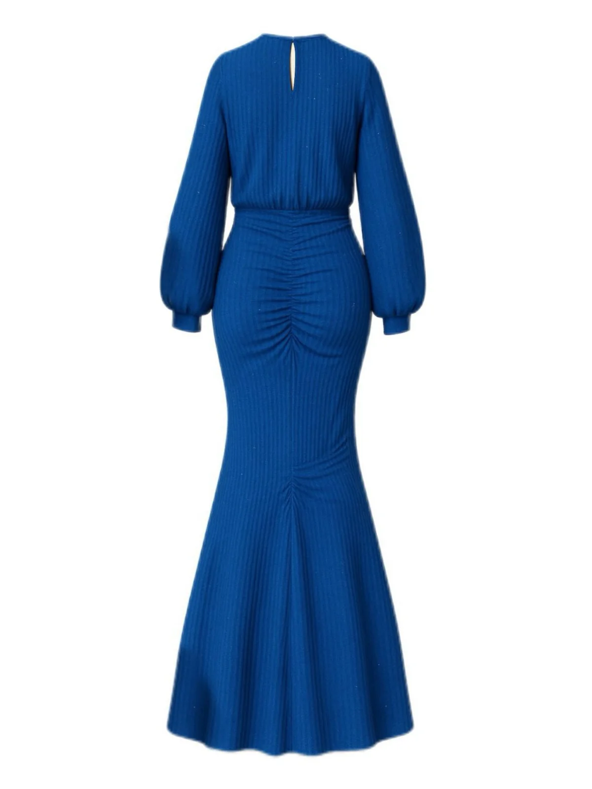 1930s Glitter Ruched Lantern Sleeve Knit Fishtail Dress - Image 3