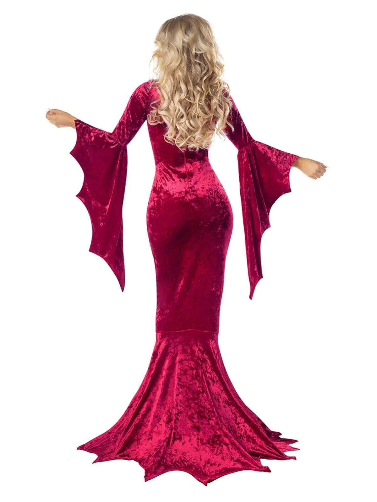1930s Halloween Velvet Witch Batwing Sleeve Mermaid dress - Image 4