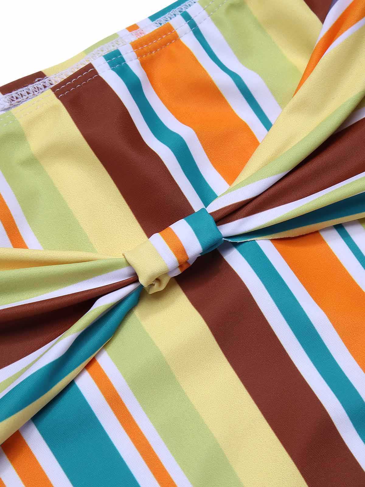 1930s Halter Contrast Stripes Swimsuit - Image 6