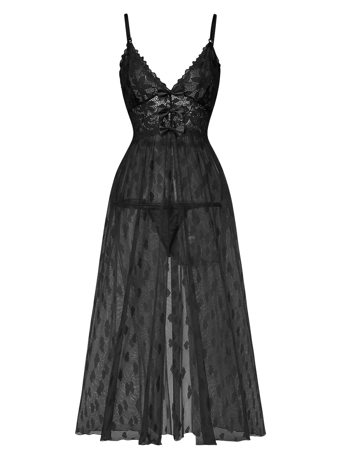 1930s Heart Dot Lace Spaghetti Straps Nightgown - Image 10
